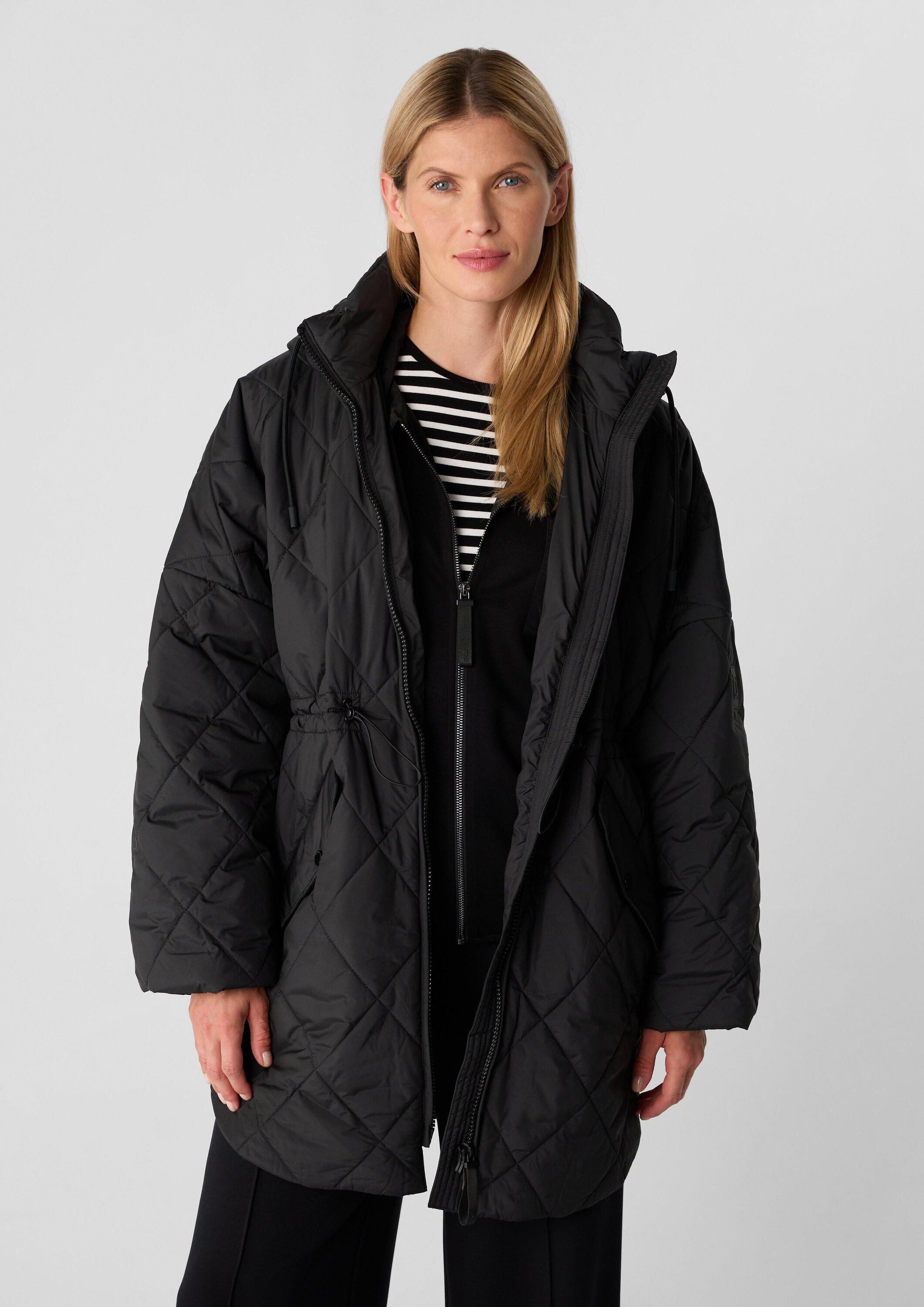 comma Wintermantel Outdoor-Mantel Weite Cape-Jacke mit Rautensteppung
