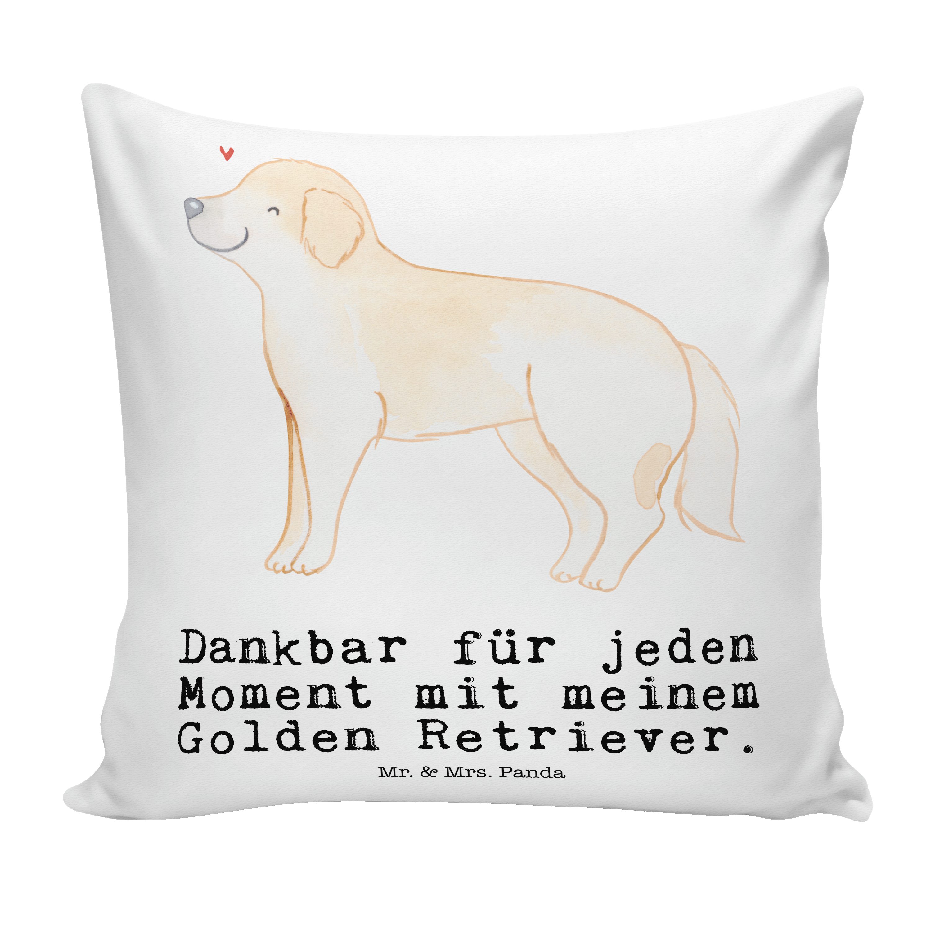 Mr. & Mrs. Panda Dekokissen Golden Retriever Moment - Weiß - Geschenk, Motivkissen, Dekokissen, G