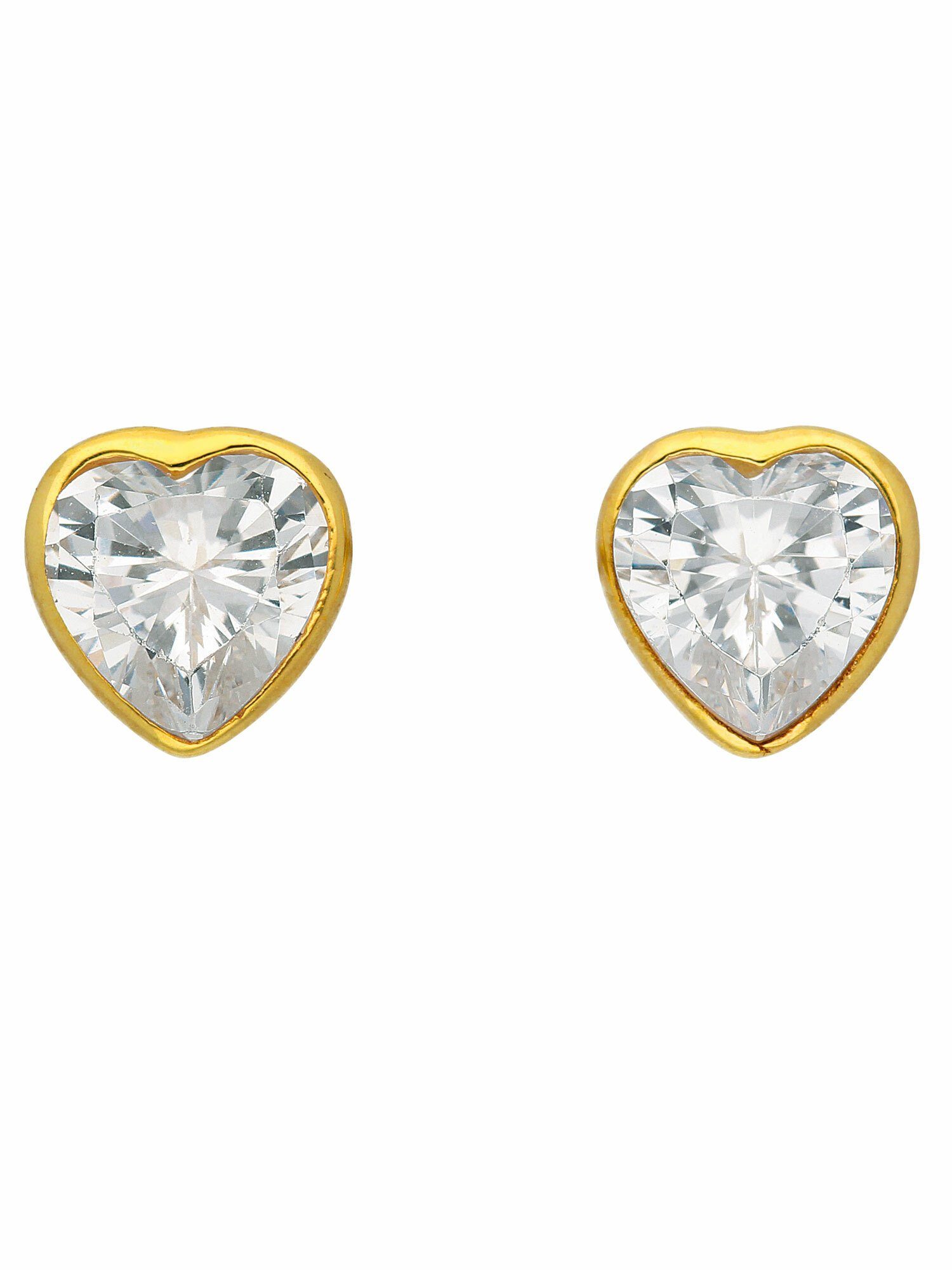 Adelia´s Paar Ohrhänger 333 Gold Ohrringe Ohrstecker mit Zirkonia, mit  Zirkonia Goldschmuck für Damen, Maße - Breite 4,7 mm - Höhe 4,7 mm
