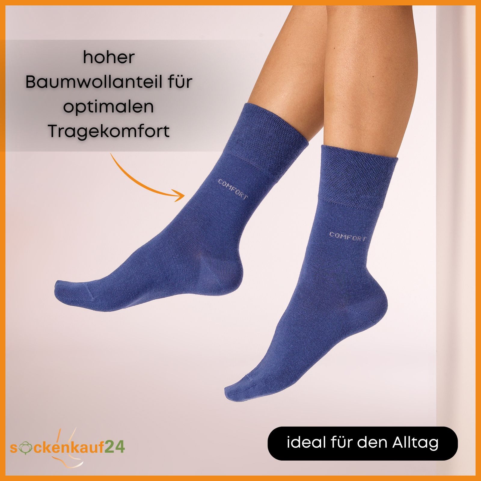 sockenkauf24 Gesundheitssocken Comfort Socken ohne Gummibund & ohne Naht mit Komfortbund (10-Paar) Diabetiker Socken ohne Gummi aus Baumwolle für Damen und Herren