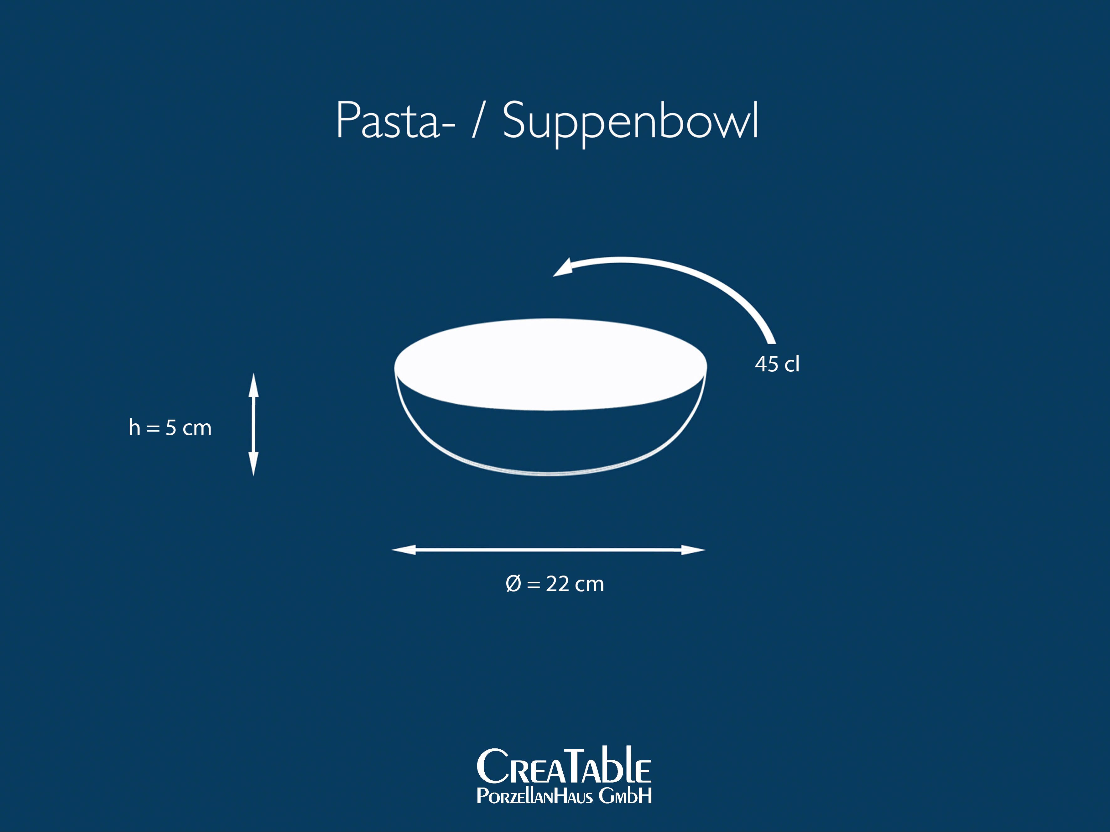 CreaTable Suppenteller Essteller NATURE COLLECTION, (6 St), Teller Set für 6 Personen, Ø 22 cm, Steinzeug, tiefe Teller