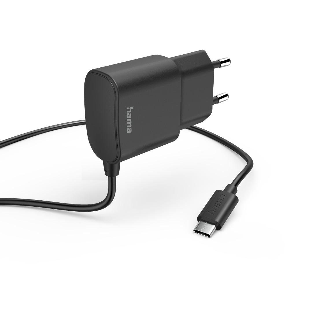 Hama Ladegerät mit USB C Anschluss, 12 W, 1,0 m, Schwarz Smartphone- Ladegerät