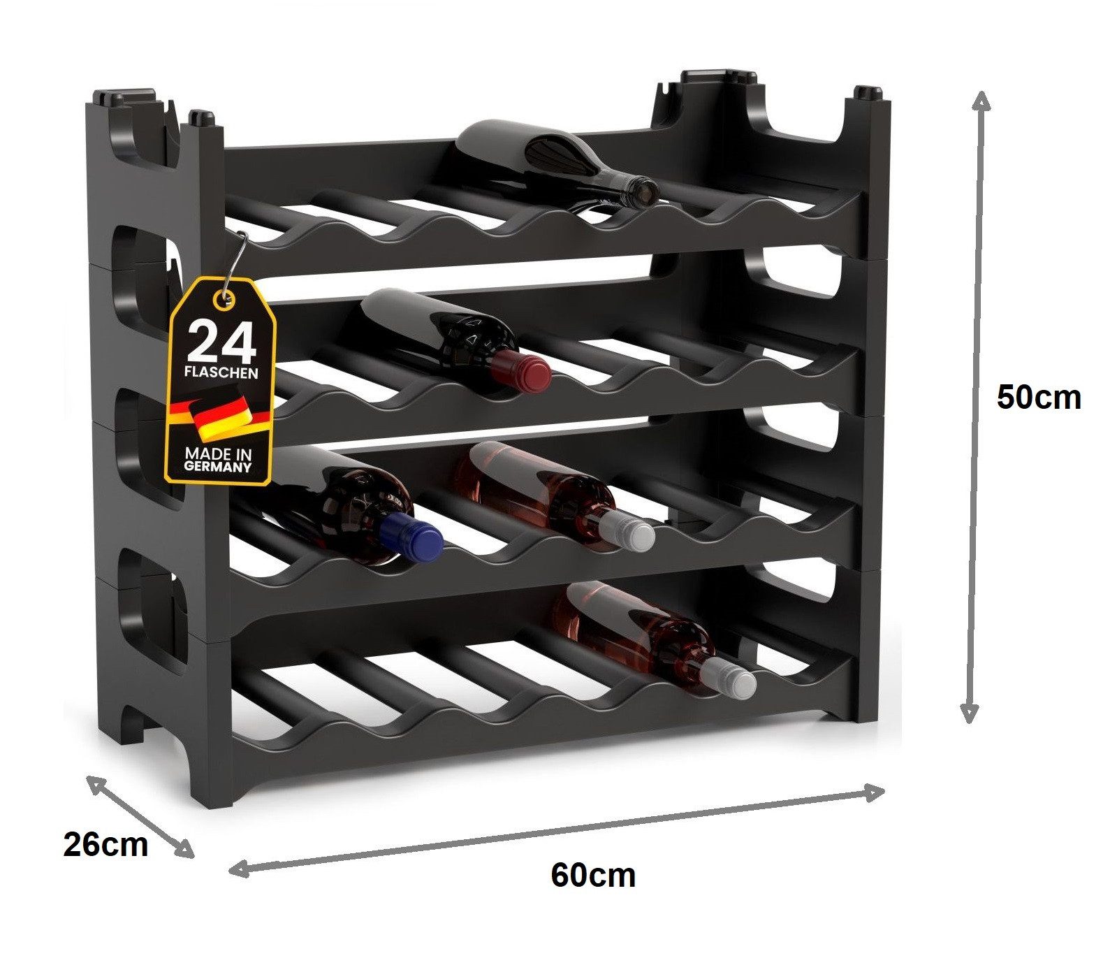 Gardissimo Weinregal Flaschenregal für 24 Flaschen Kunststoff stapelbar Fla günstig online kaufen