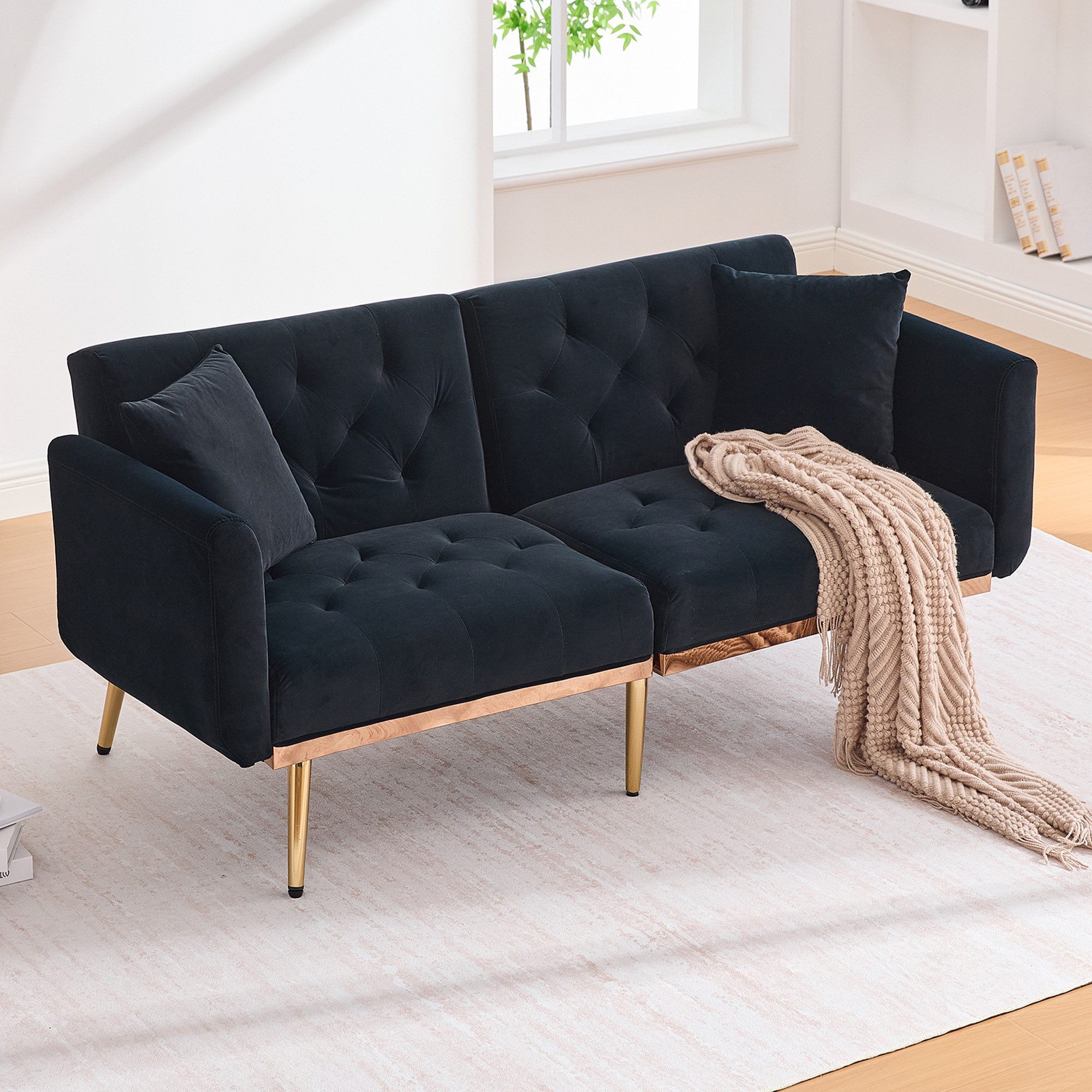 Odikalo Loungesofa Doppelsofa Schlafsofa Samt multifunktion Metallfüßen mehrfarbig