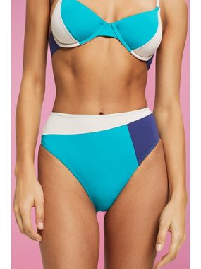 Esprit Bikini-Hose Bikinihose mit hohem Bund im Colour Block-Design
