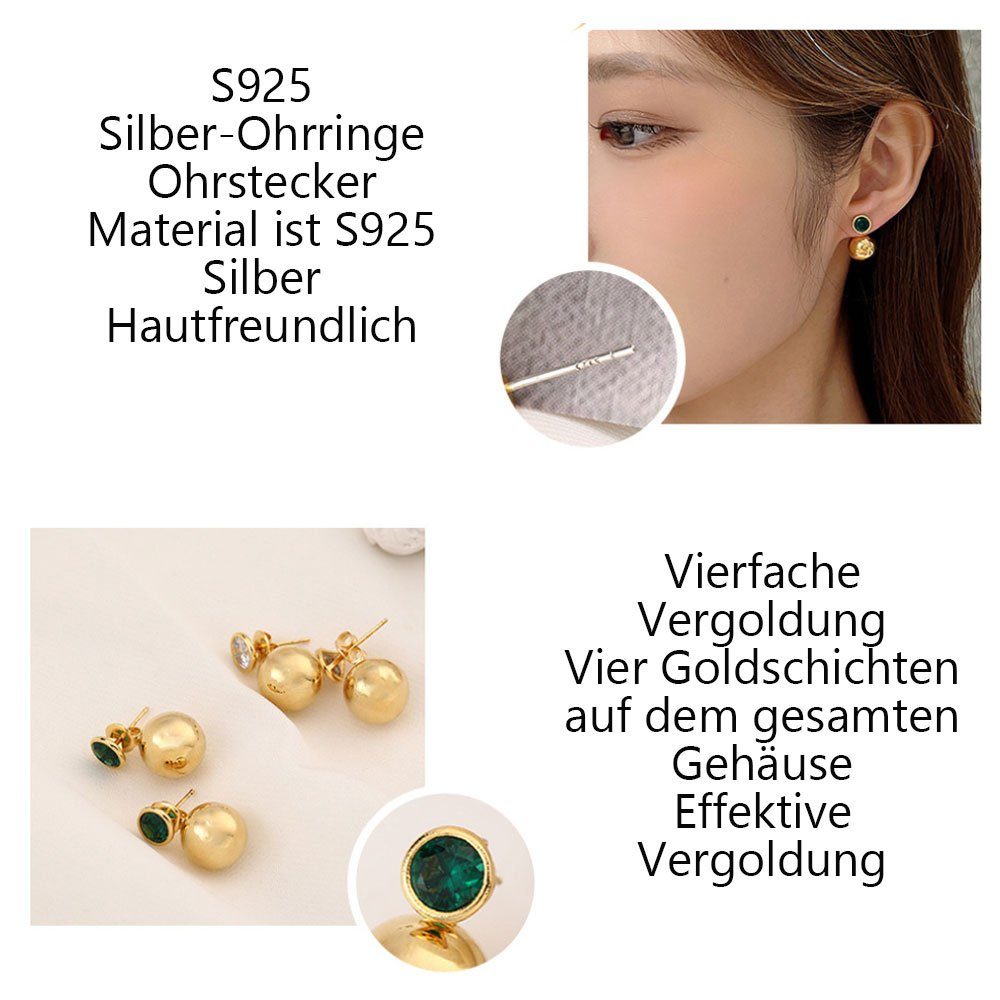 LAKKEC Paar Ohrhänger Runde Edelstein-Ohrringe,Damenschmuck,Vintage-Eleganz,Ohrstecker Silber