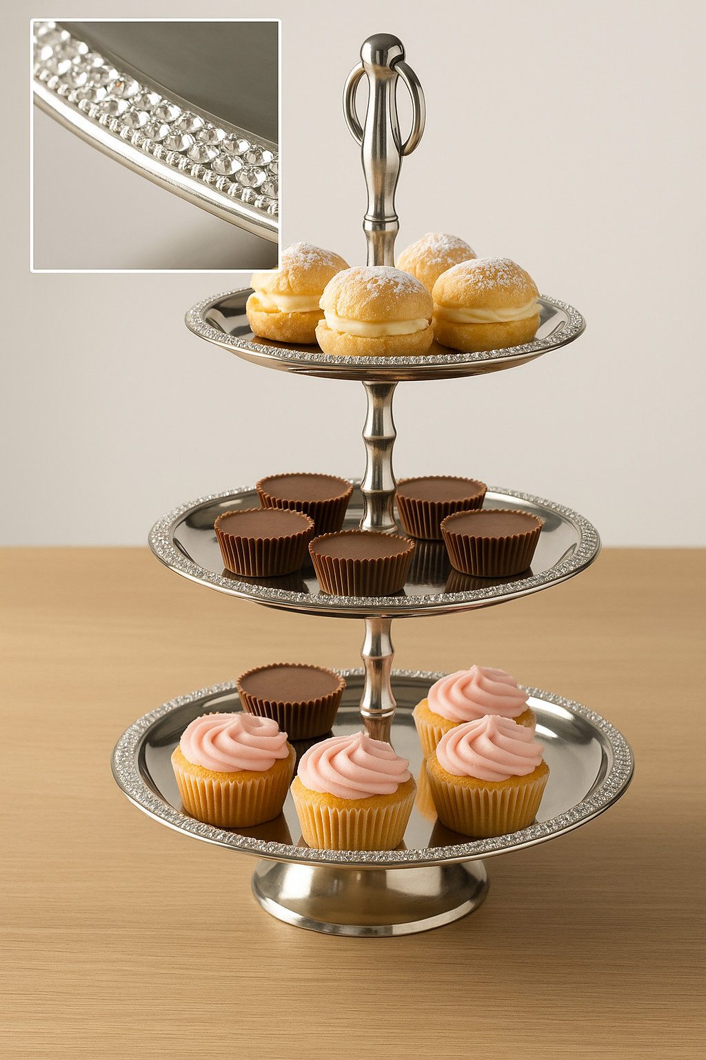 MF Dekoetagere Etagere Brilli Silber Drei Etagen Mit Kristallsteinen Edelst günstig online kaufen