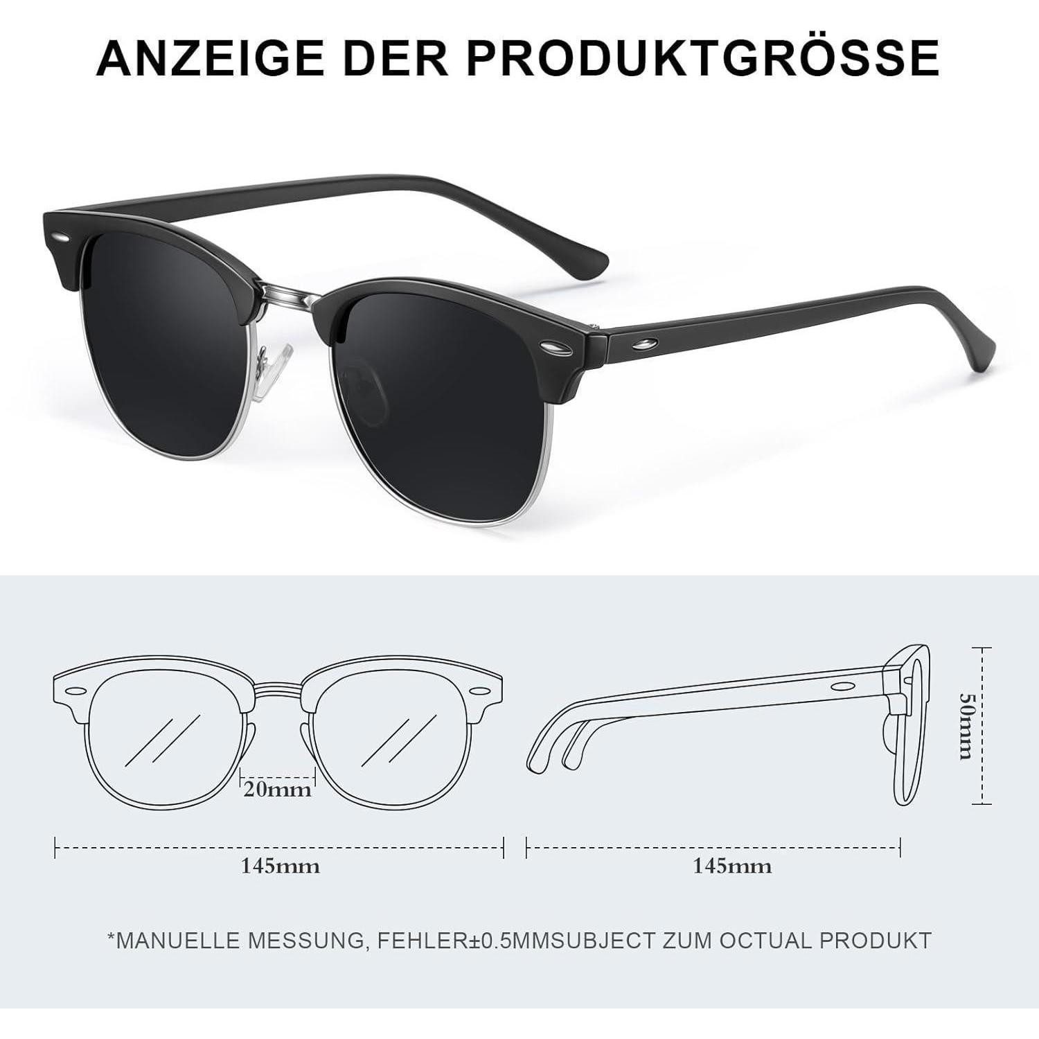 LuxusKollektion Retrosonnenbrille Sonnenbrille Polarisiert Halbrahmen UV400 7-sand Schwarz-grüner