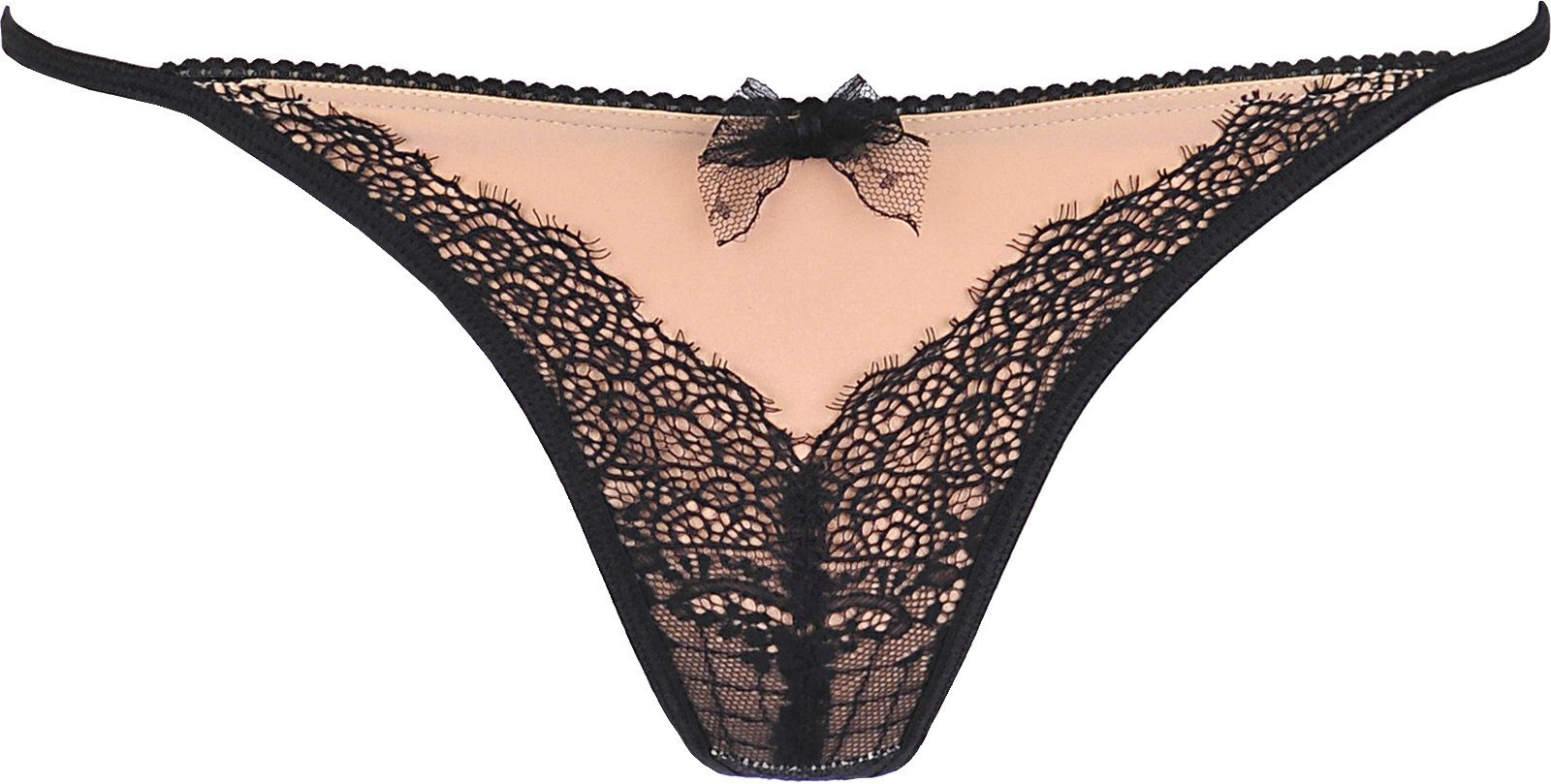 Axami String String in beige-schwarz mit Spitze und (einzel, 1-St)