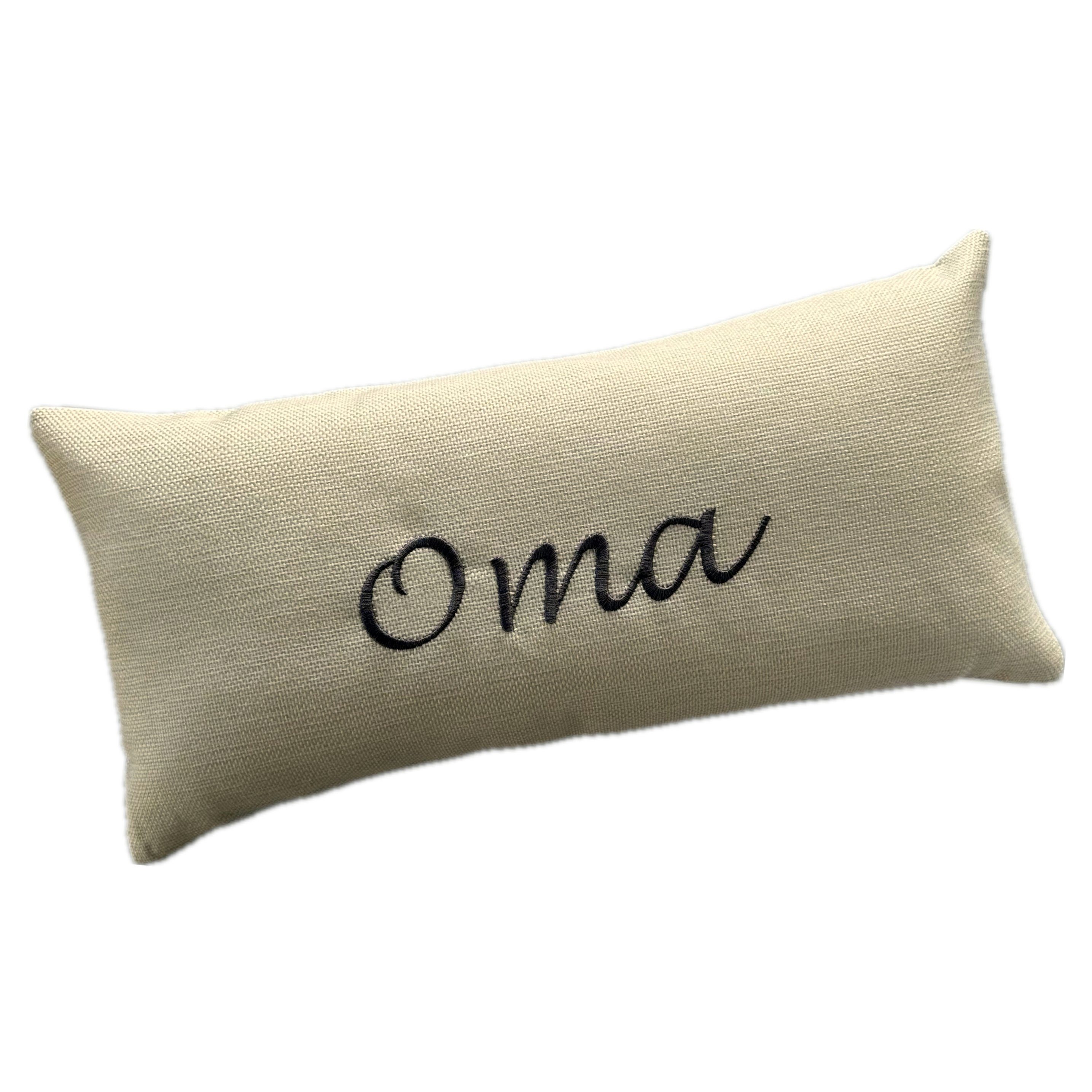 Schnoschi Dekokissen Kissen mit Oma oder Opa bestickt Leinen-Optik inkl. Kissenfüllung, Stickerei