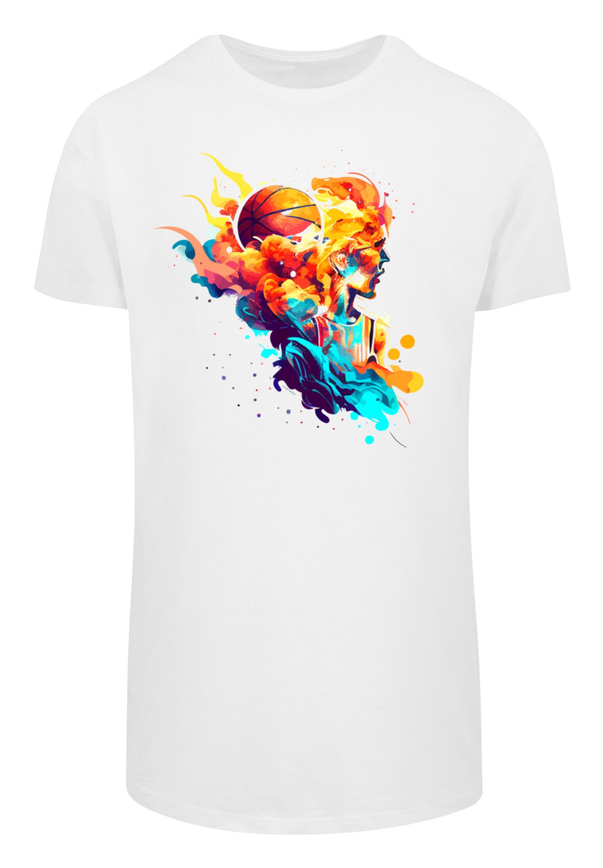 F4NT4STIC Player Basketball Print T-Shirt LONG Sport weiß