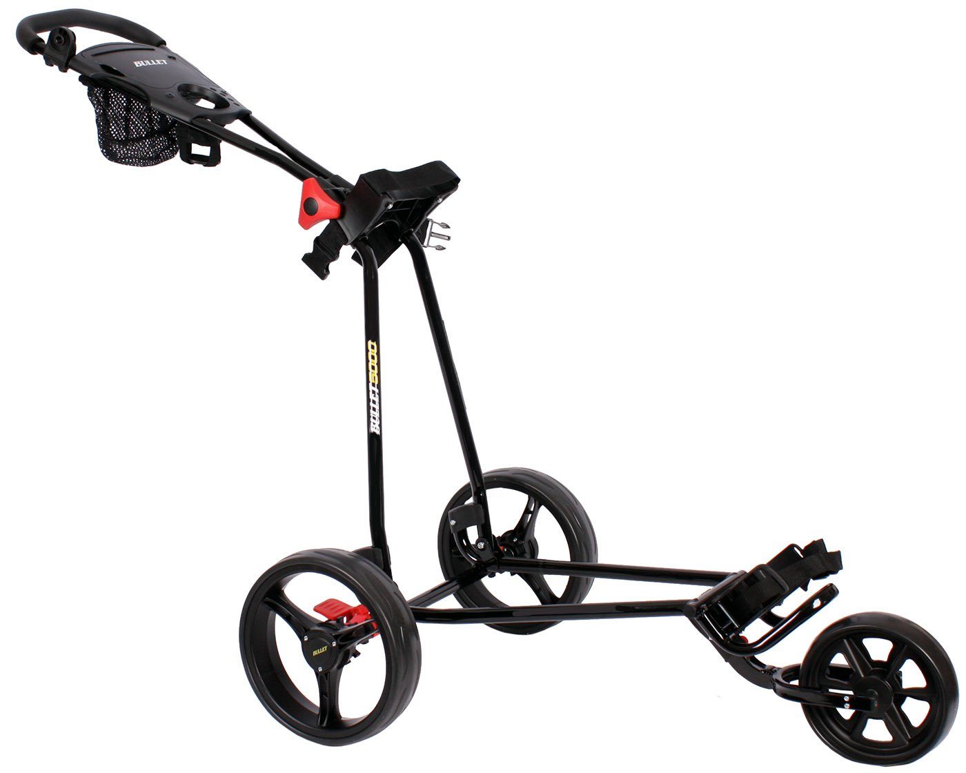 XQMAX Golftrolley Bullet 5000, (Komplettset), Fächer, Bremse, schwarzes Gestell, 3 Räder, einfach aufzuklappen