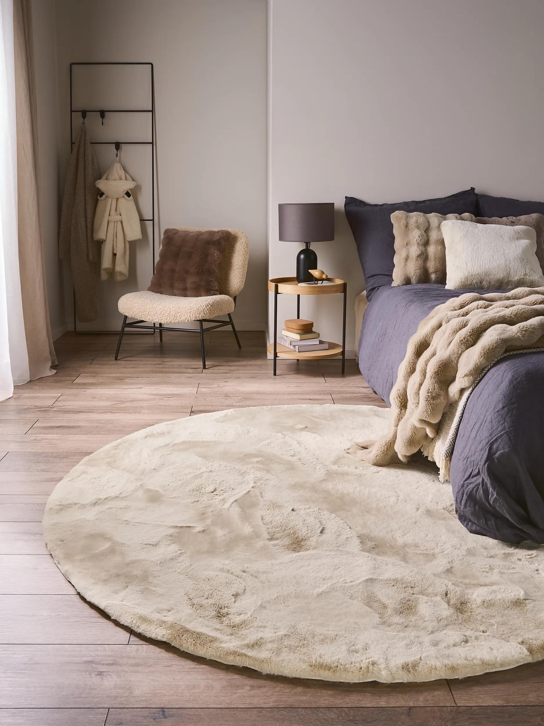 benuta Fellteppich Dave, rund, Höhe: 21 mm, Kunstfaser, Berber, Ethno-Style, Wohnzimmer