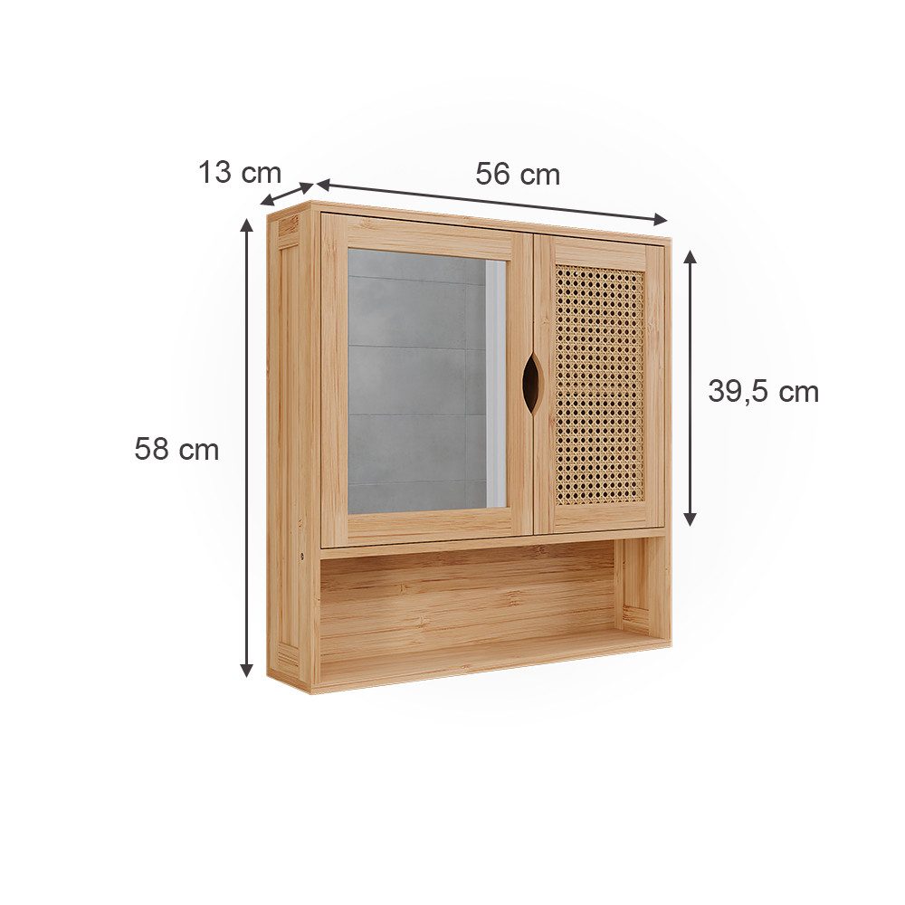 Vicco Badezimmerspiegelschrank Liora, Bambus/Rattan, 56 x günstig online kaufen
