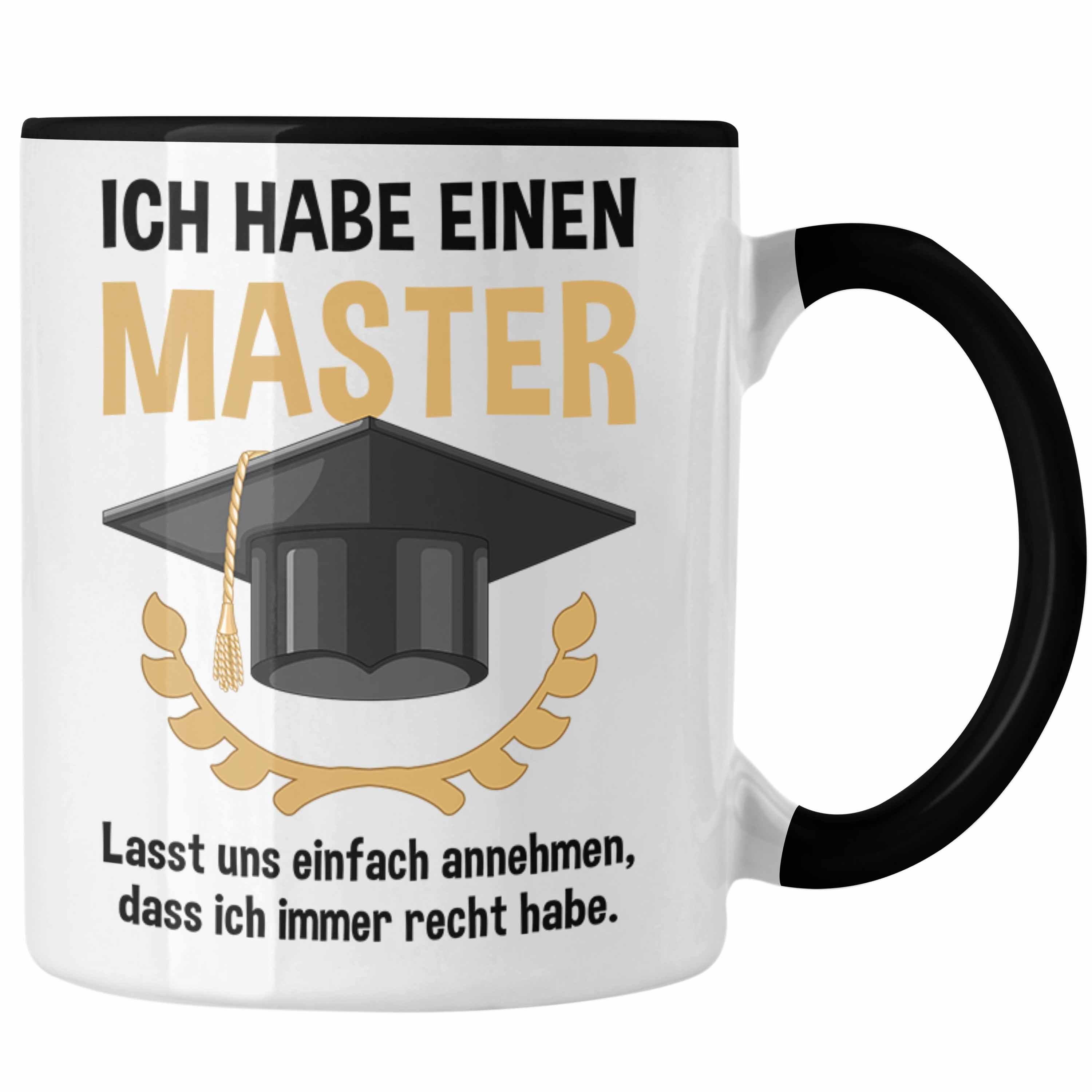 Trendation Tasse Trendation - Master Prüfung Tasse bestanden Geschenk Abschluss Masterarbeit Exam Prüfung Graduation Schwarz