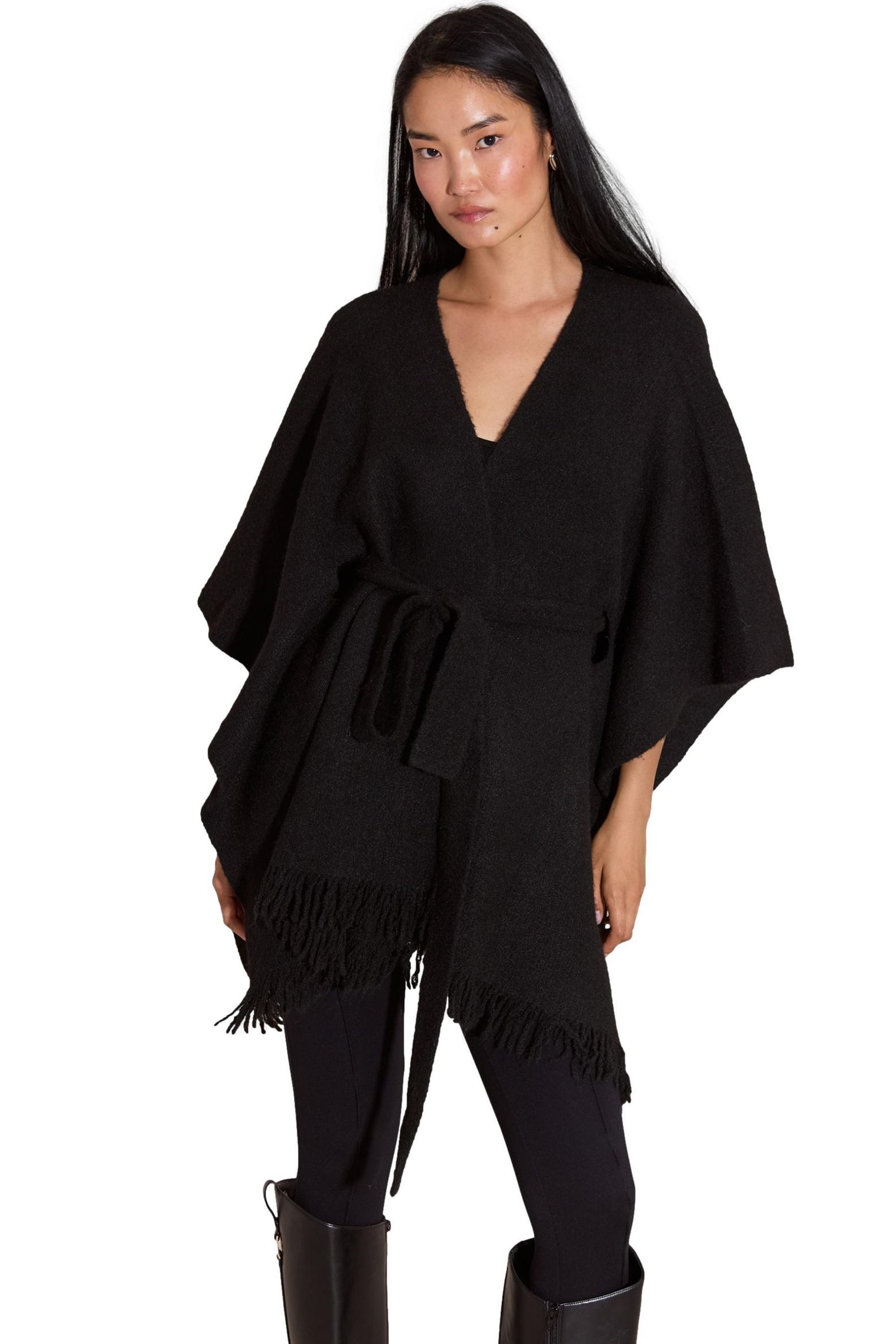 LIPSY Poncho Lipsy Weicher Cape-Poncho mit Fransen und Gürtel (1-St)