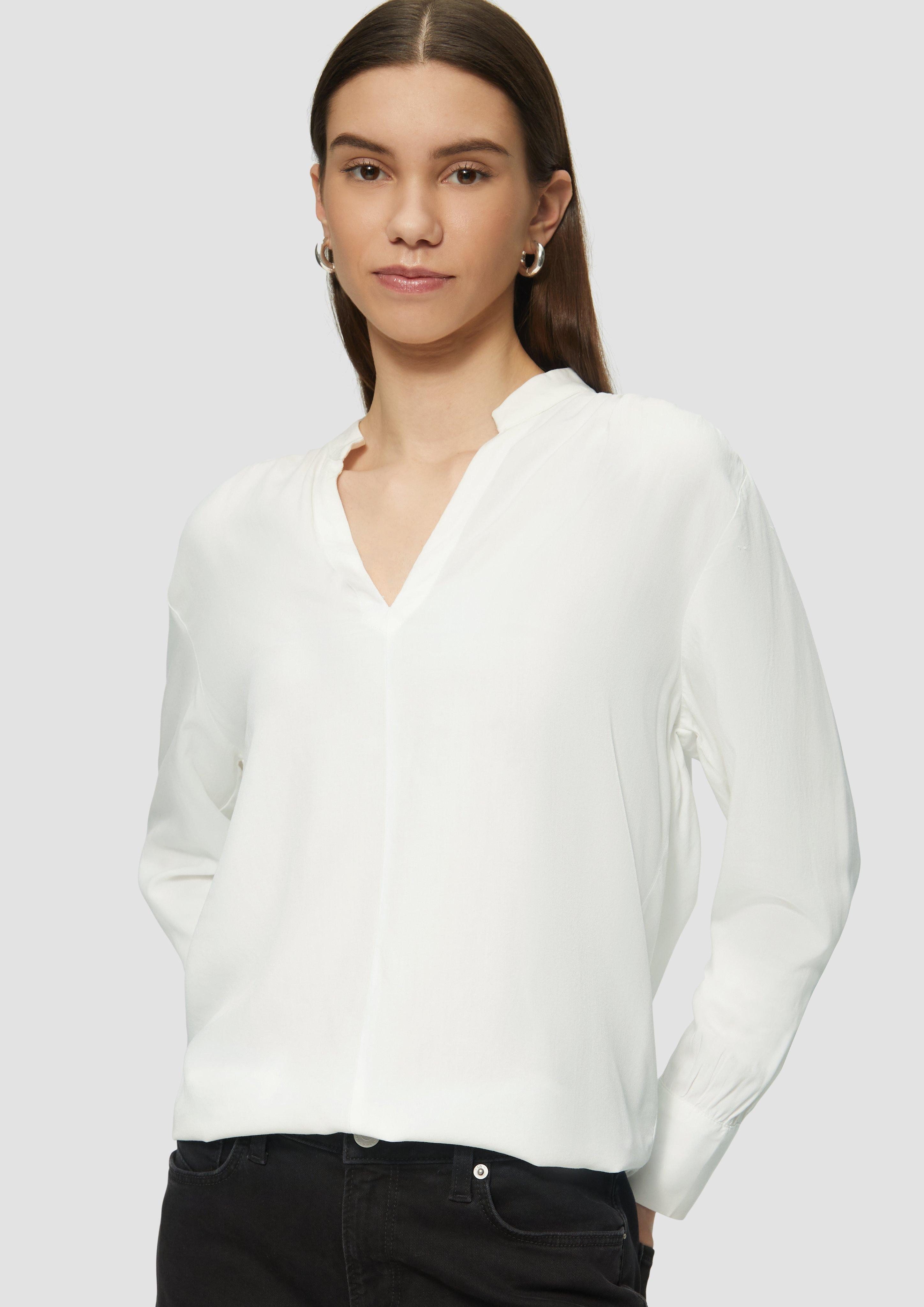 Langarmbluse Viskosebluse mit Smok-Detail an der Schuler