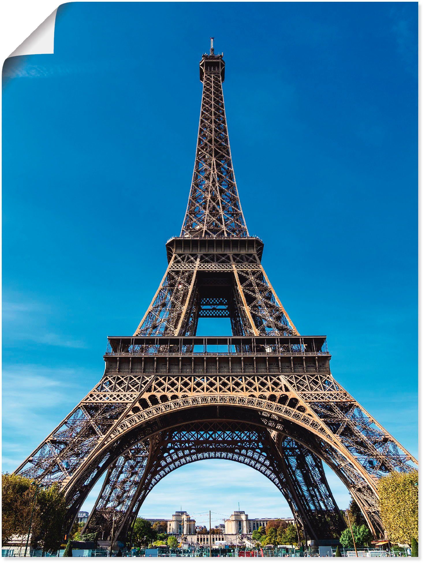 Paris Größen versch. den Gebäude Wandbild in auf als St), in Alubild, oder Poster Artland Wandaufkleber Blick Eiffelturm (1 Leinwandbild, II,