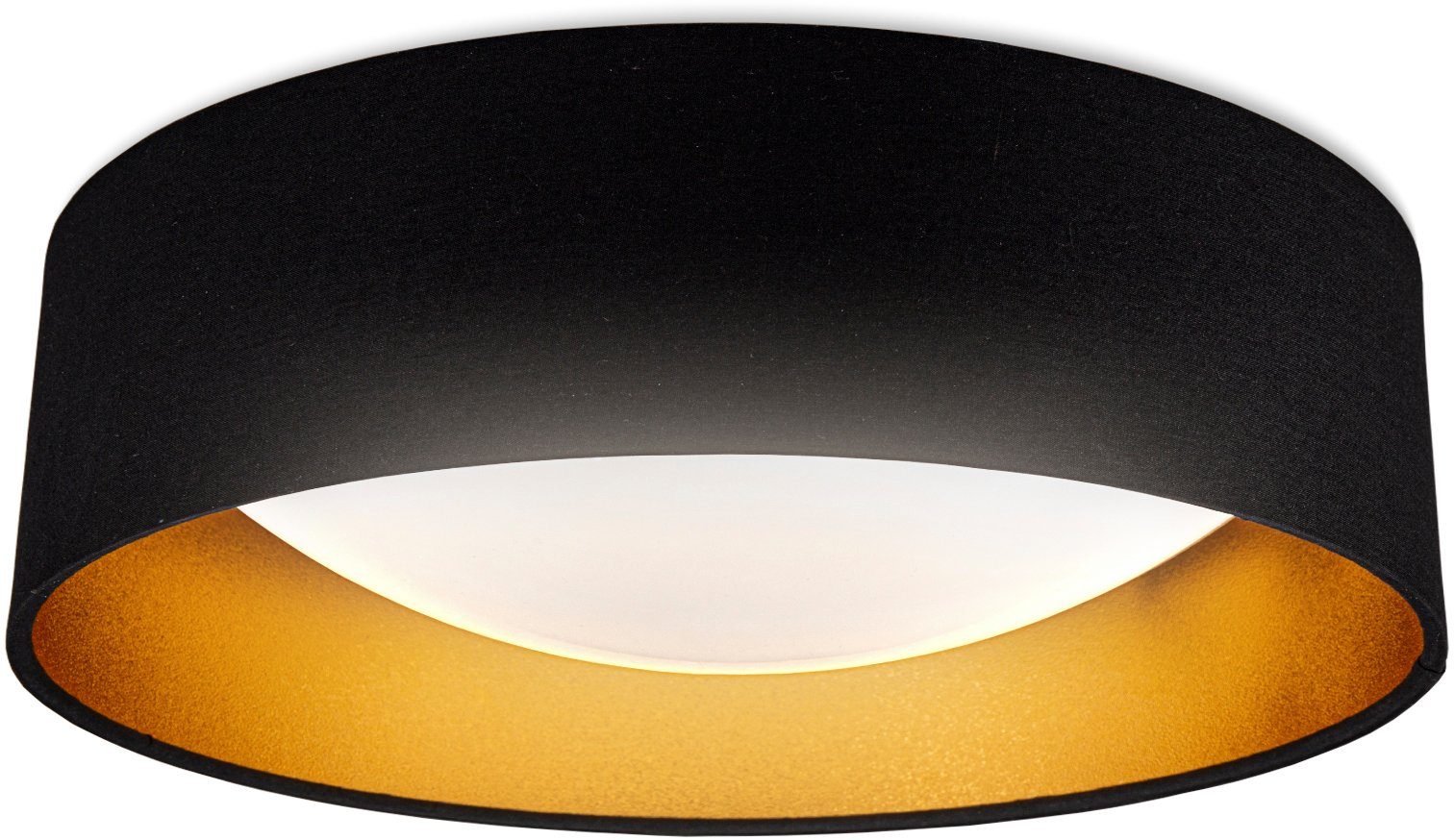 Stoffschirm Schwarz-Gold, 2.200 Glitzereffekt Ø40cm, Deckenlampe, 4.000K LED 18W, integriert, B.K.Licht BK_SD1451 LED fest LED Neutralweiß, Lm, Deckenleuchte Neutralweißes Licht, dezenter
