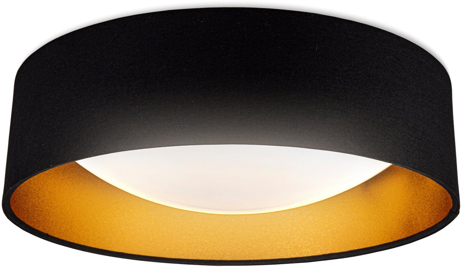 Ø40cm, Deckenlampe, fest LED 2.200 Stoffschirm 18W, Deckenleuchte integriert, LED BK_SD1451 dezenter 4.000K Lm, Neutralweißes B.K.Licht Schwarz-Gold, Glitzereffekt Licht, Neutralweiß, LED