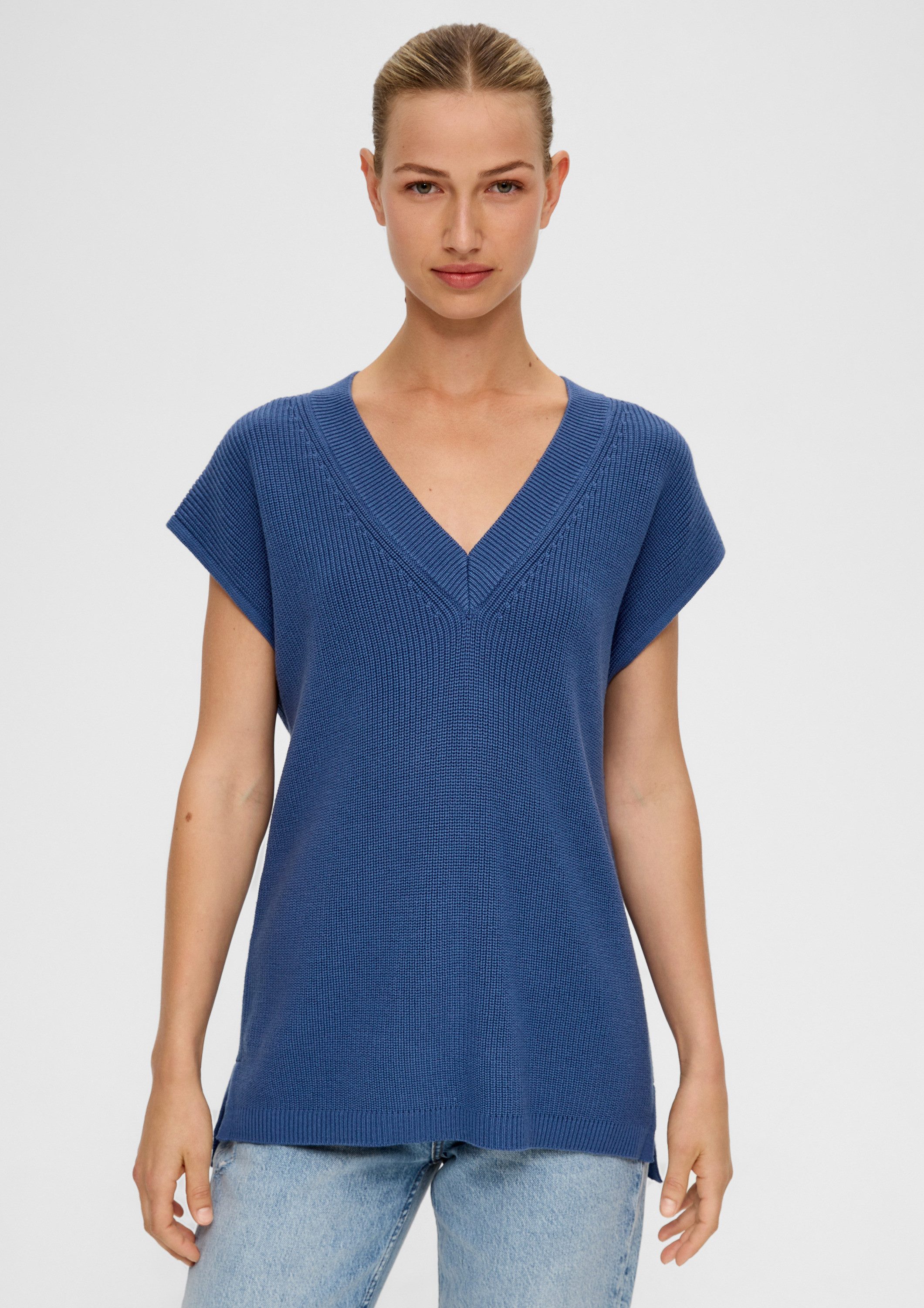 s.Oliver Kurzarmpullover Strickpullunder Pullunder aus Baumwollmix günstig online kaufen