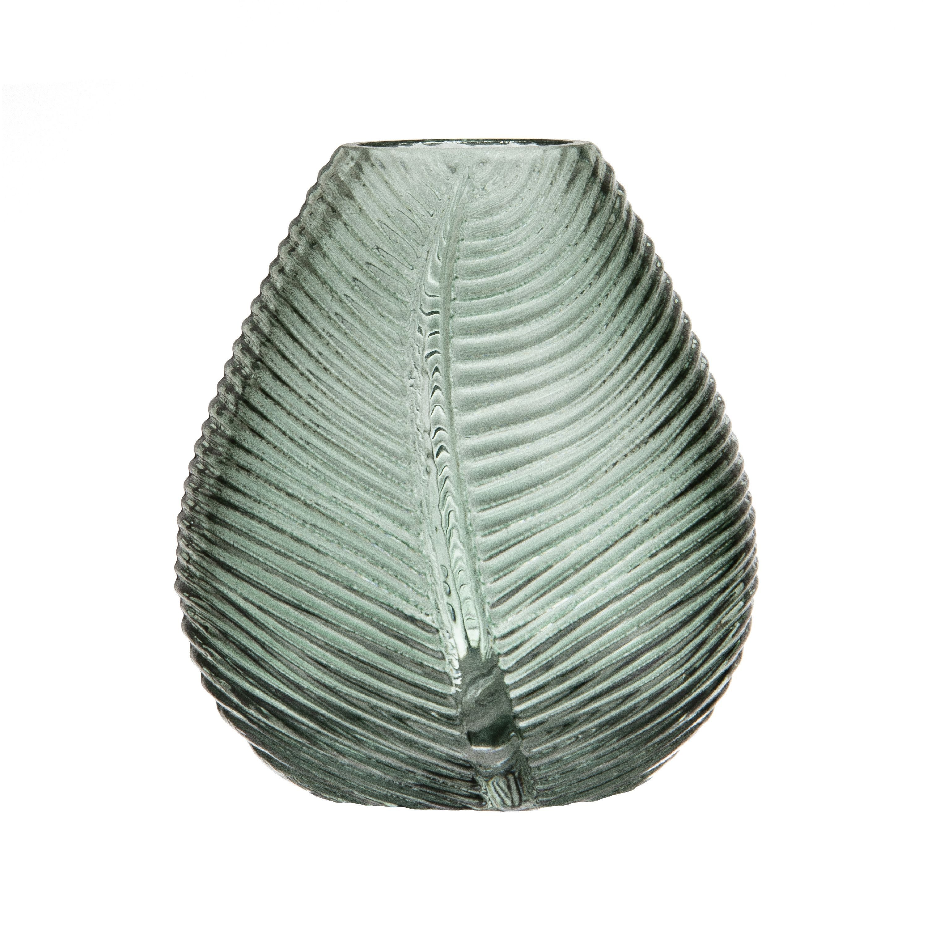 Ladelle Dekovase, mit Blattdesign,Dekoration, Modern, Glas, 14x12.5x15cm