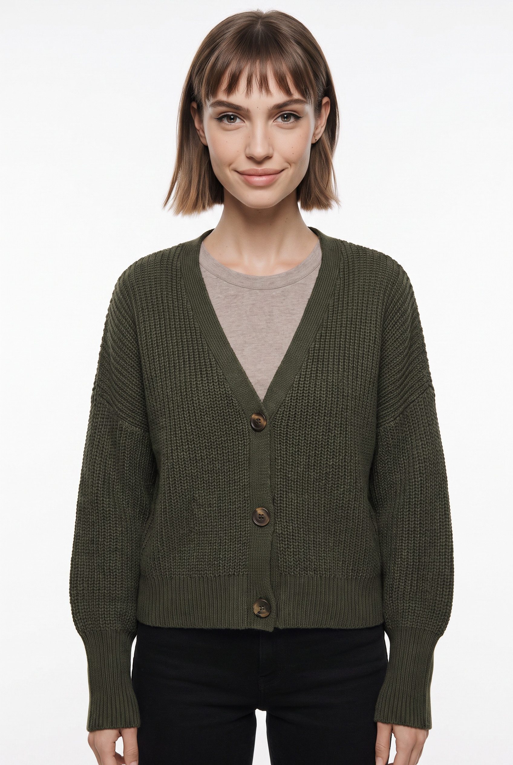 Vero Moda Strickjacke VMLEA LS V-NECK CUFF CARDIGAN NOOS Kunstfaser, regular fit