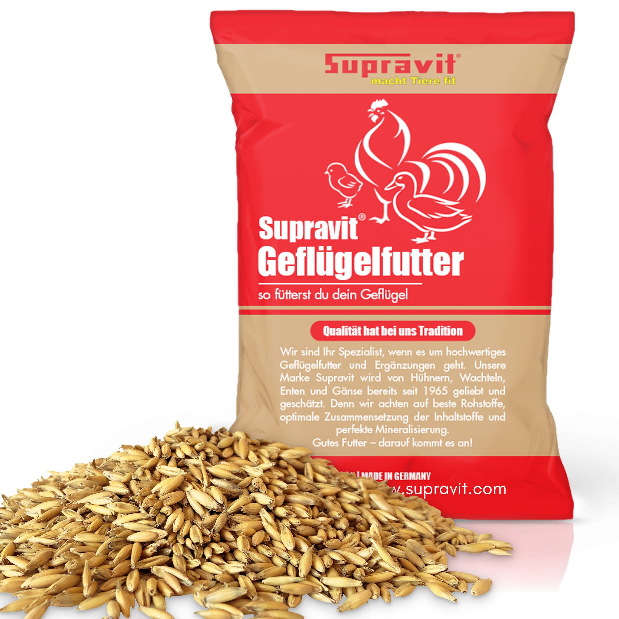 Supravit Hafer ganz 25kg Frischer gelber Futterhafer natürlich & ungeschält, Ergänzungsfutter für: Nutz-/ Wildtier