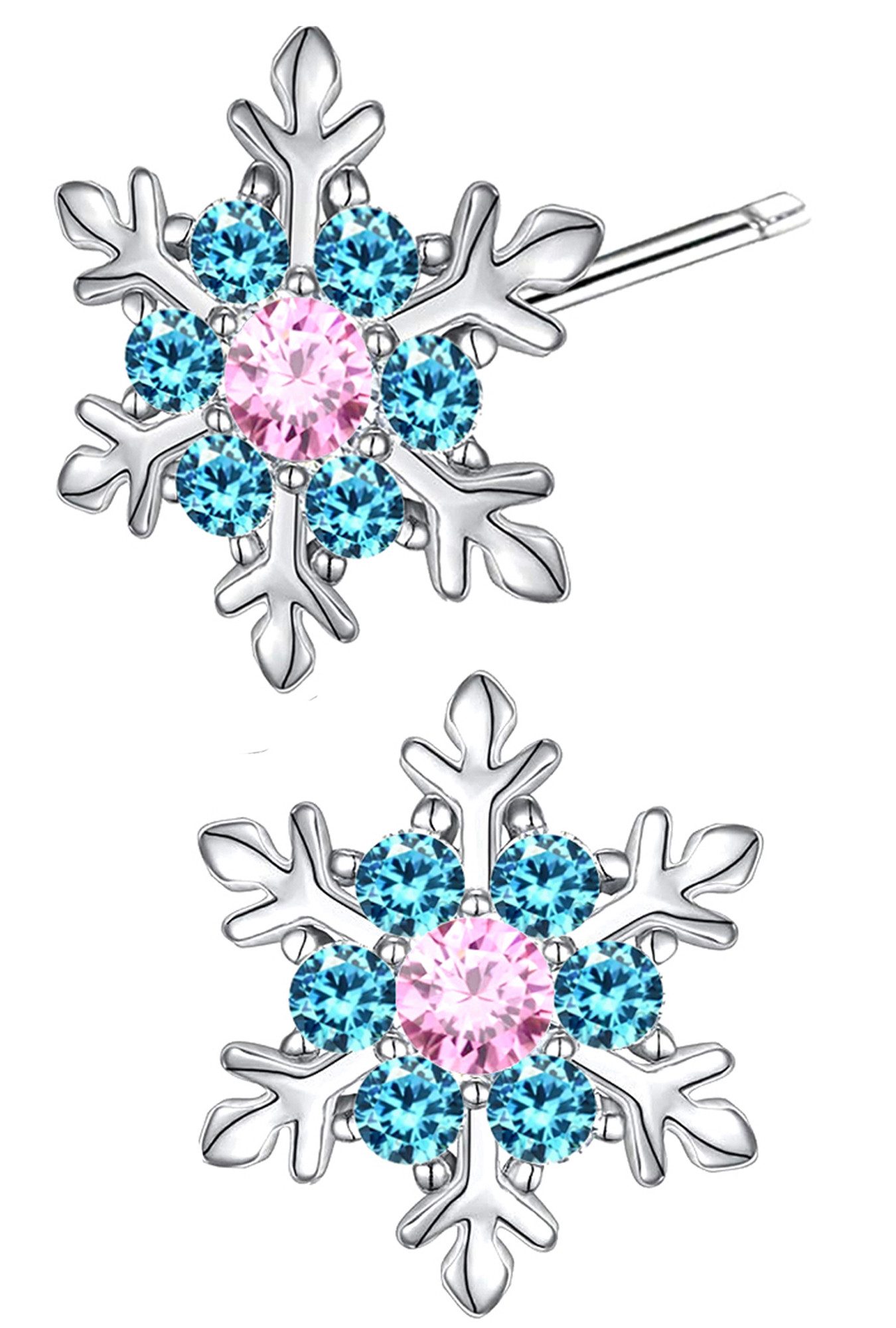 Limana Paar Ohrstecker Schneeflocke Stern 925 Silber Damenohrringe Kinderohrringe Ohrringe (Inkl. Geschenkdose mit Engel Silberohrringe Echtschmuck), Idee Geschenk für Sie Frauen Mädchen Kinder Damen Freundin Mutter