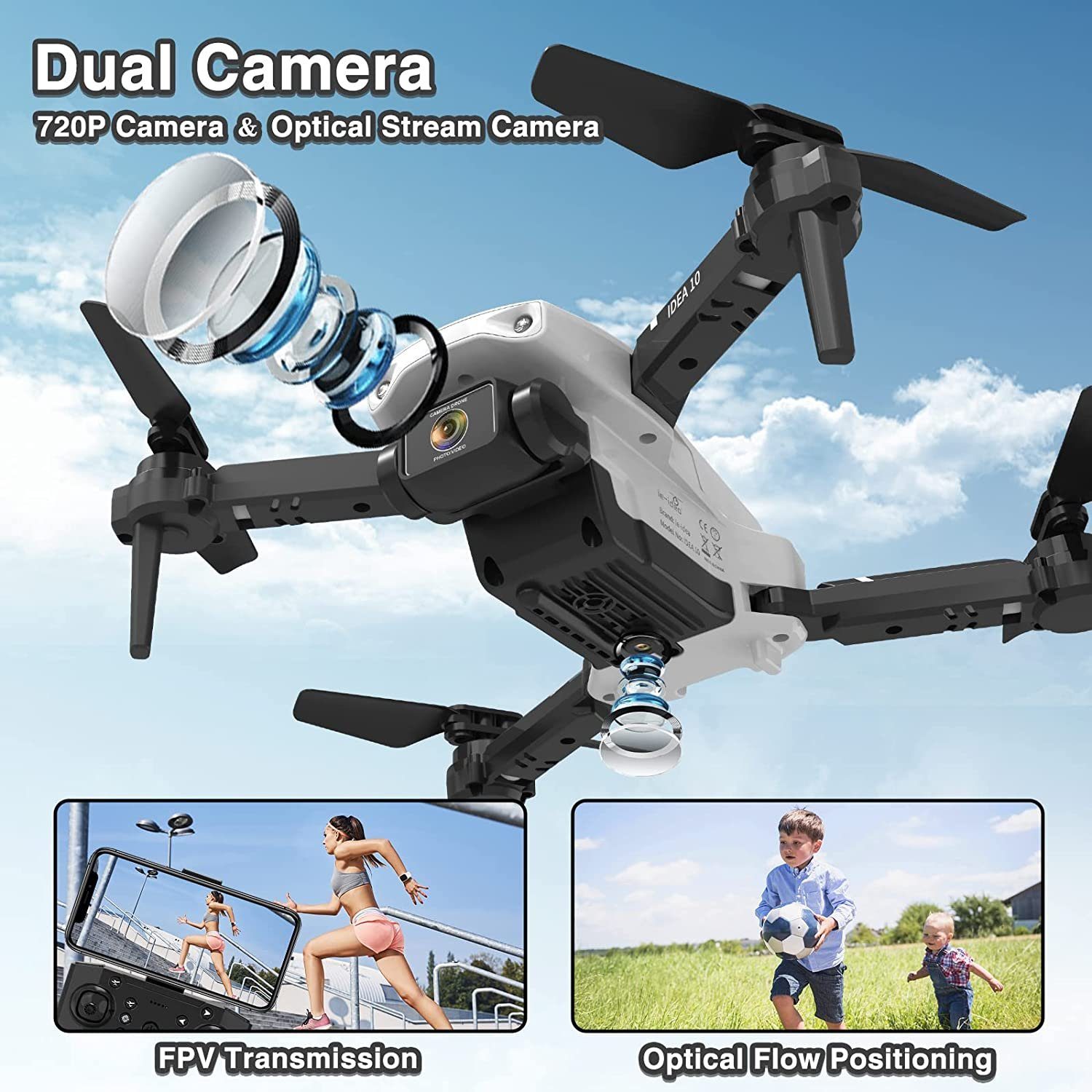le-idea Mini Drohne für (720p, Faltbare RC Flip Mehr Drone Anfänger, Halten, mit FPV 3D Höhenlage Drohne Mit für Jungen) Geschenk Kamera Quadrocopter