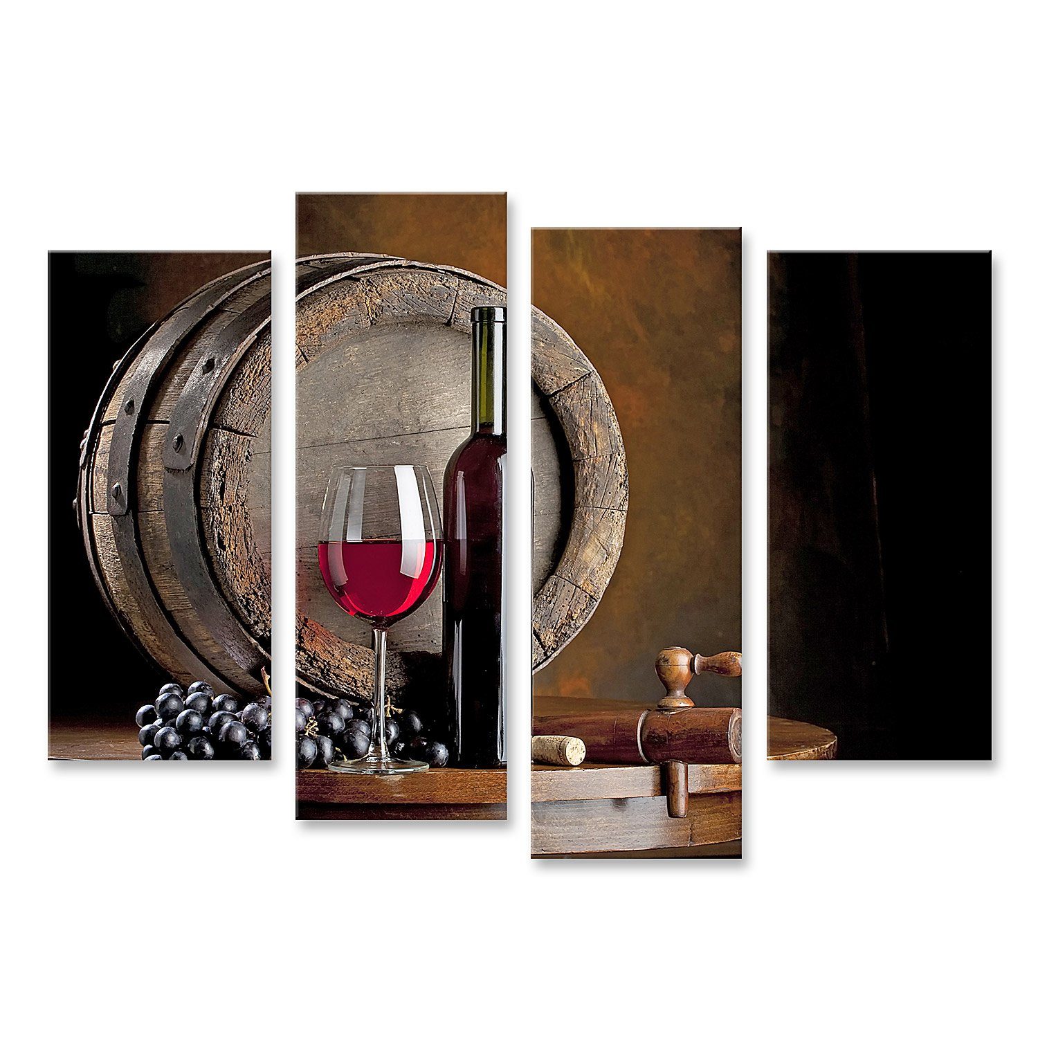 Leinwandbild Bild auf Leinwand Wein Komposition mit Weinfass auf Hintergrund Wandbi