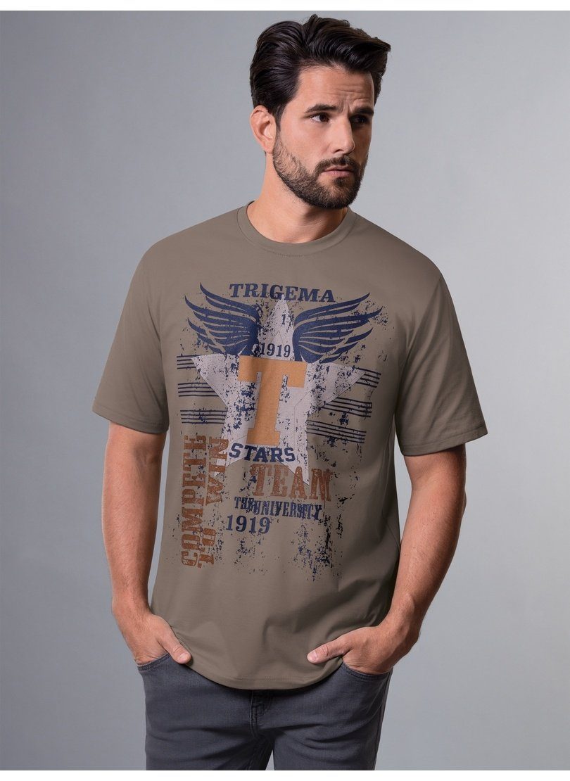 Trigema T-Shirt TRIGEMA T-Shirt mit großem Print-Motiv taupe