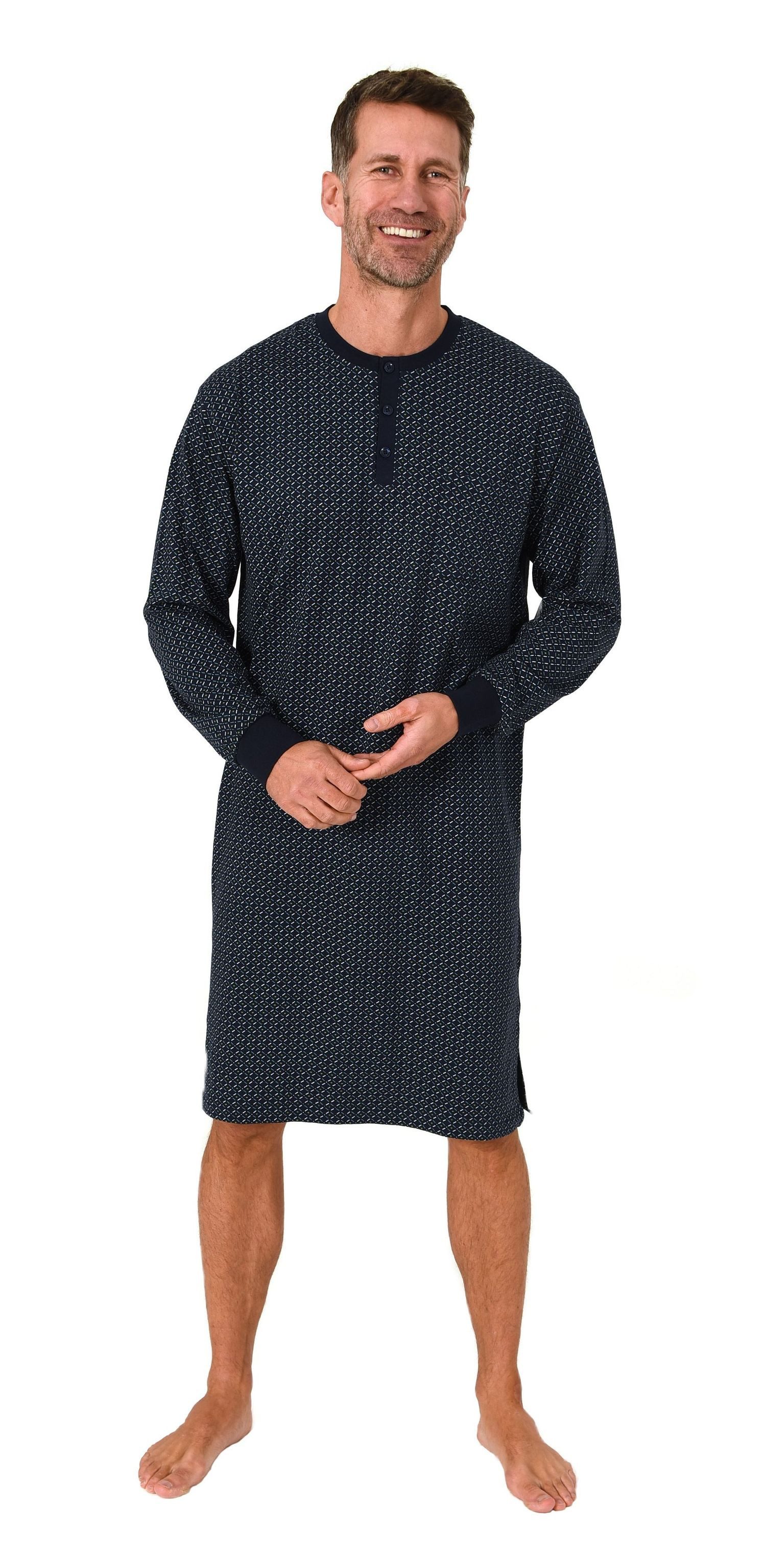 Normann Pyjama Normann Herren Langarm Nachthemd mit Bündchen und Knopfleist günstig online kaufen