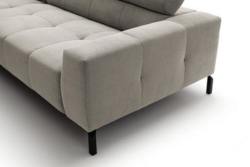 KAWOLA Ecksofa OHIO, Sofa Feincord, mit od. ohne Sitzvorzug, versch. Farben