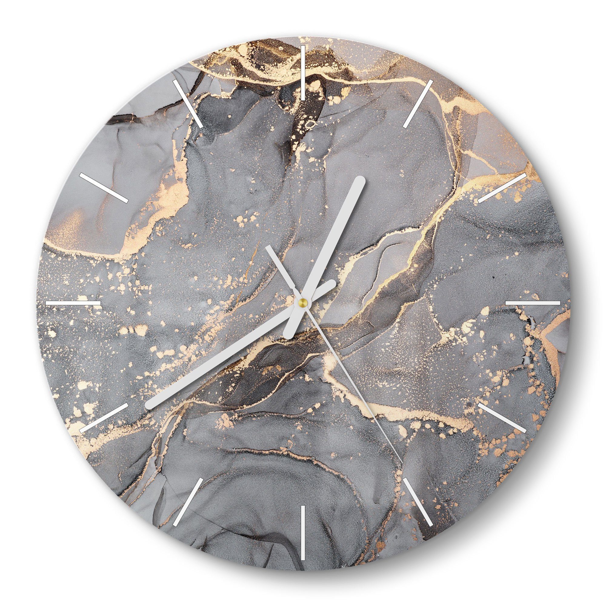 DEQORI Wanduhr 'Elegantes Marmormuster' (Glas Glasuhr günstig online kaufen
