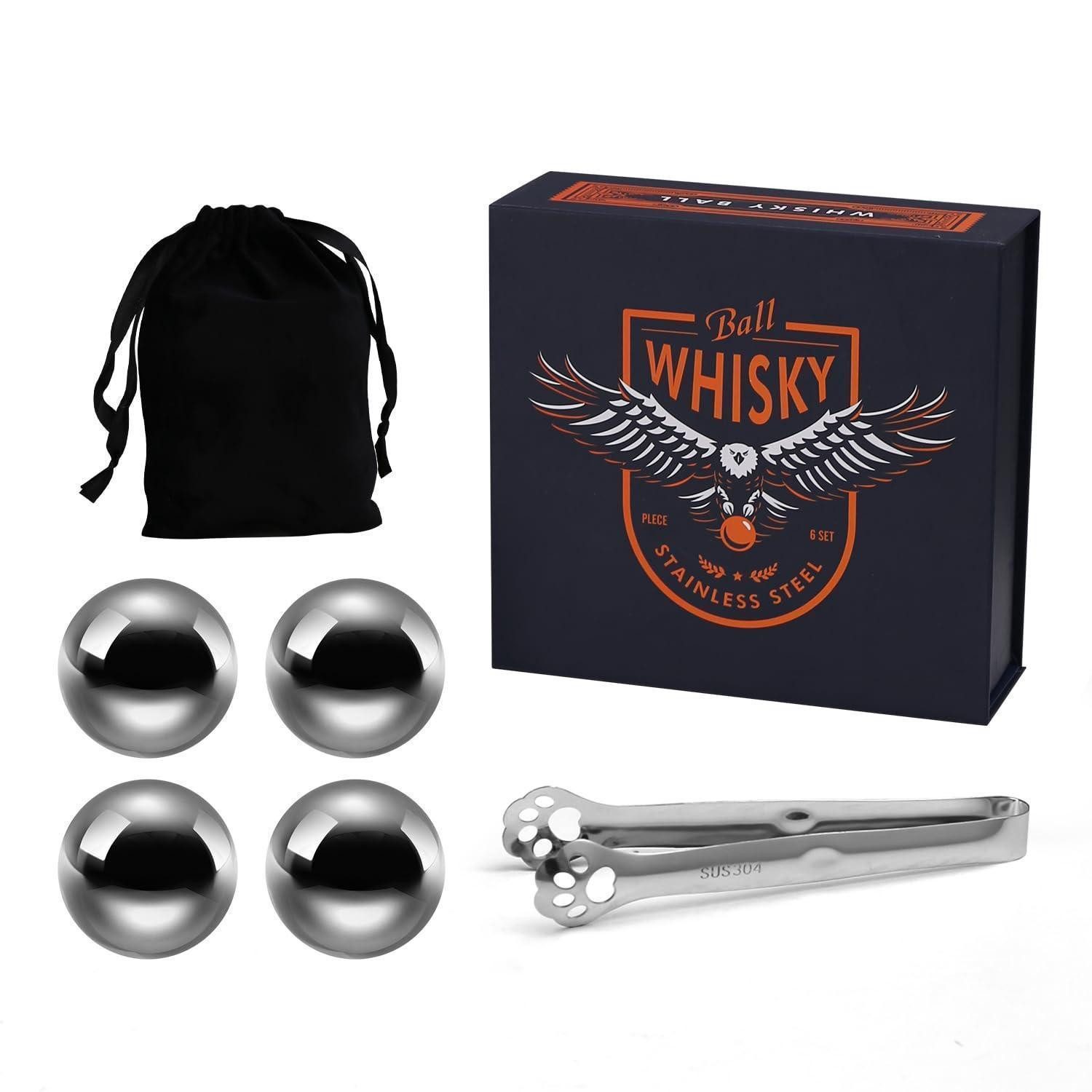 LuxusKollektion Eiswürfelform Whiskey Eiskugeln Edelstahl 4er Set Silbrig, (1-tlg)