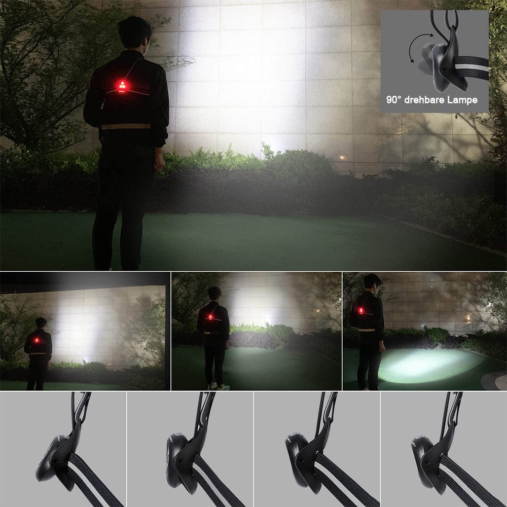 GAOUTO Lauflicht Mit Reflektoren - USB-aufladbare Brustlampe Für Jogging & Nachtläufe