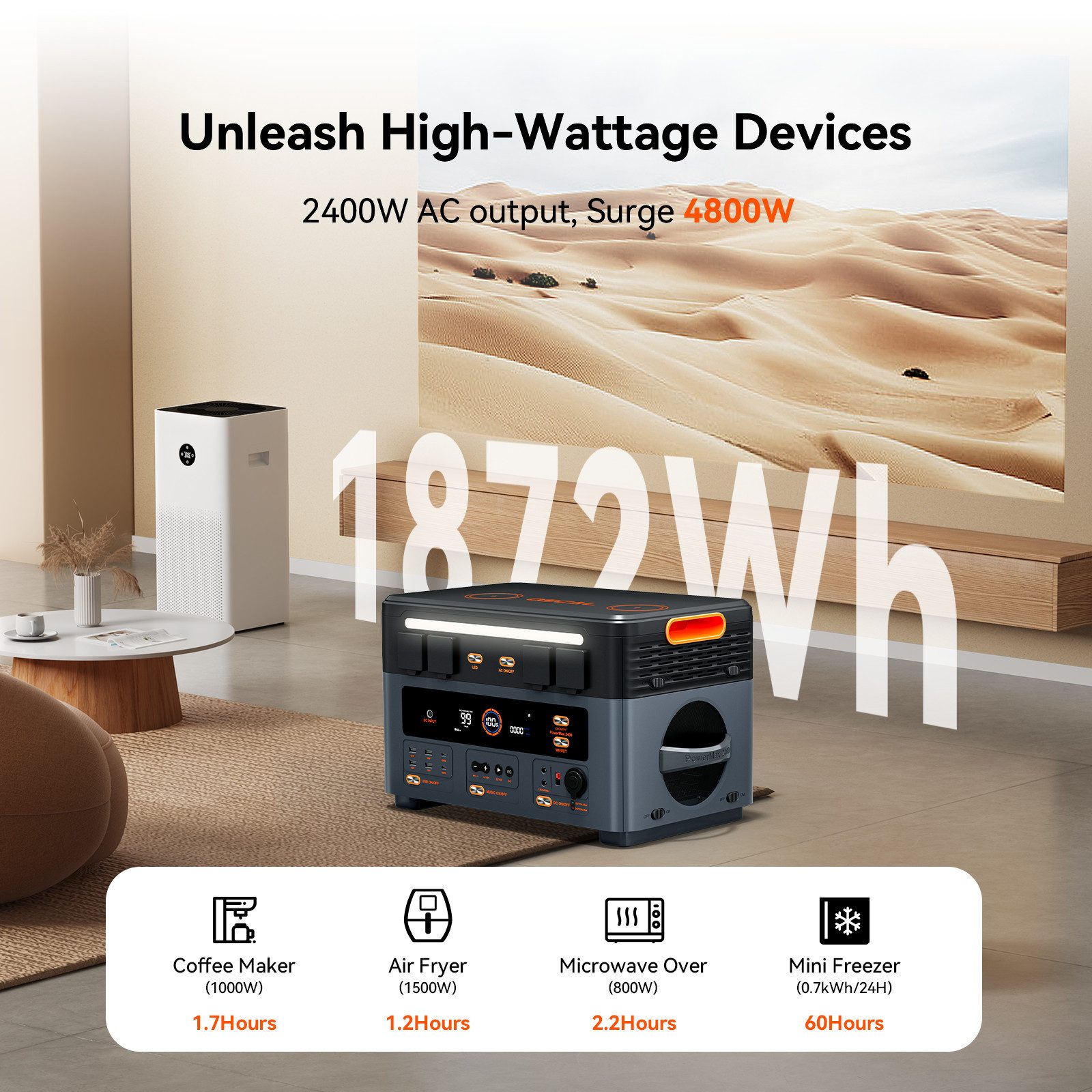 OSCAL Stromerzeuger PowerMax 2400SE Powerstation, 2400W, LiFePO4, für Zuhause & Outdoor, 2,4 in kW, Solar-Speicher, Stereo, 16 Ports, Weihnachts Außenstromversorgung