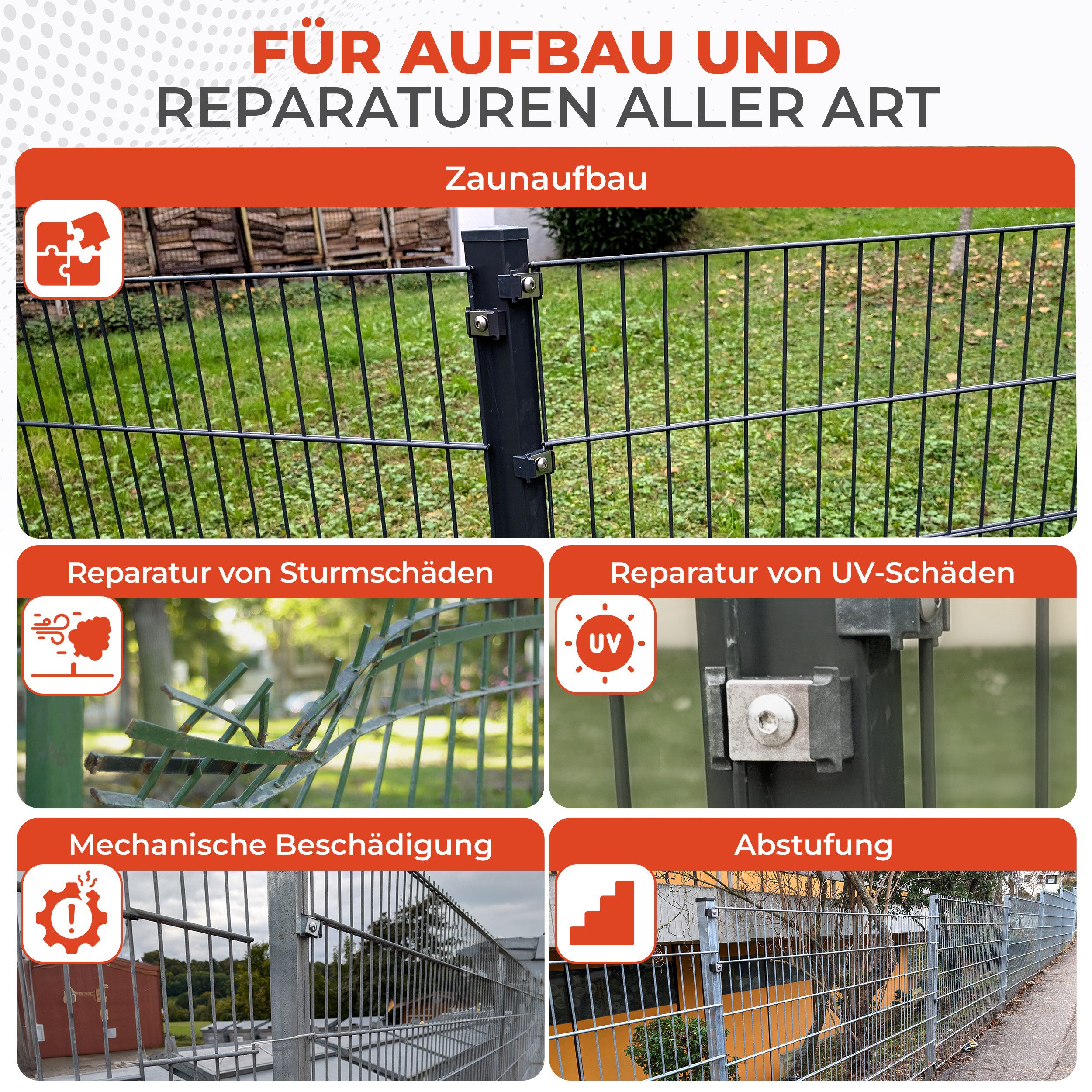 Qualinos Blindniete M8 Doppelstabmattenzaun V2A – Klemmber. 5-7mm für Montage & Reparatur, (Zubehör-Set, 10 St., Spezial-Nietmutter M8 V2A für Zaunbau (5-7mm Klemmbereich), Erweiterter Klemmbereich 5-7mm, Rostfrei, M8 Gewinde