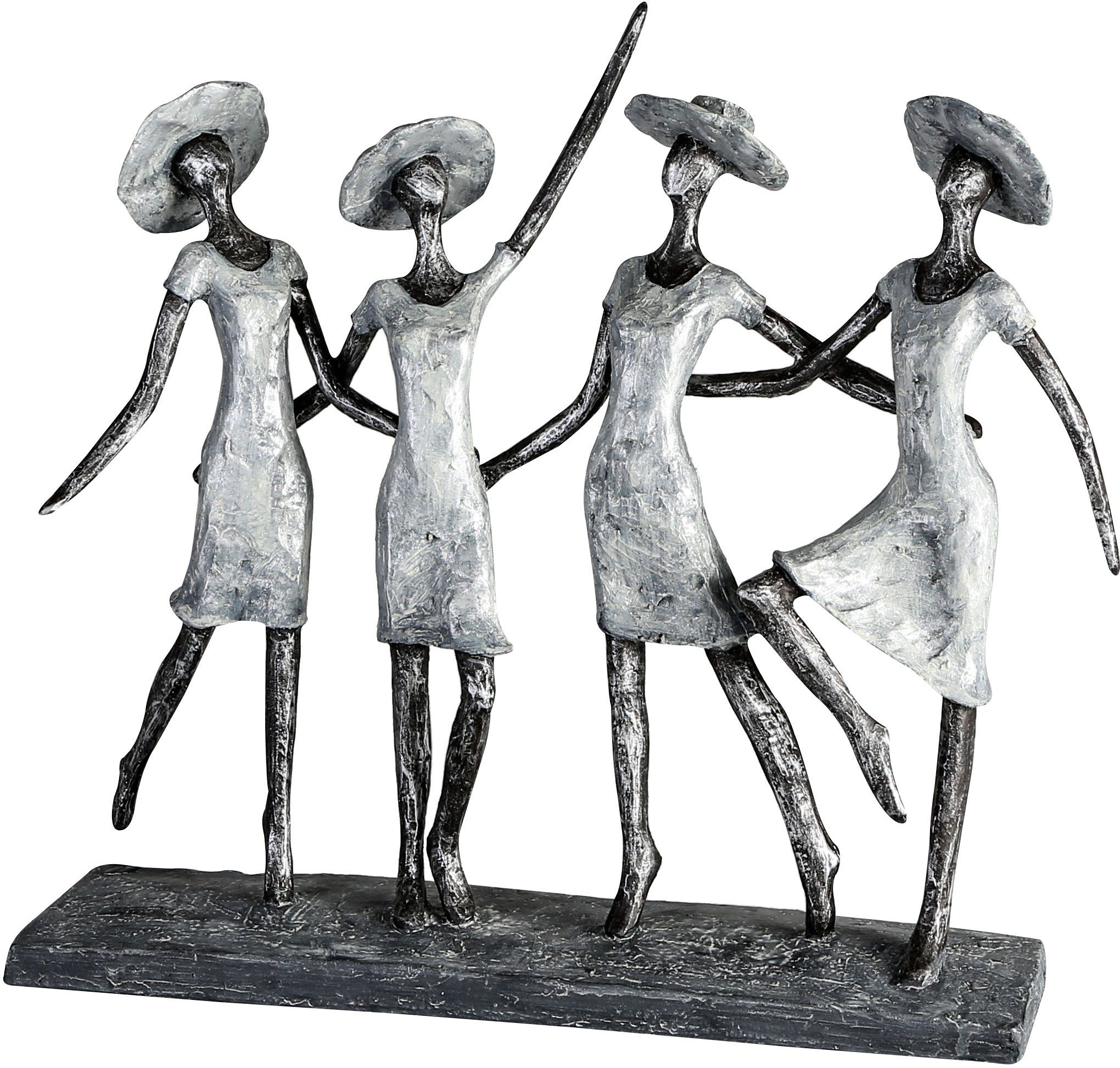 Dekofigur Skulptur 4 Ladys, antik silber