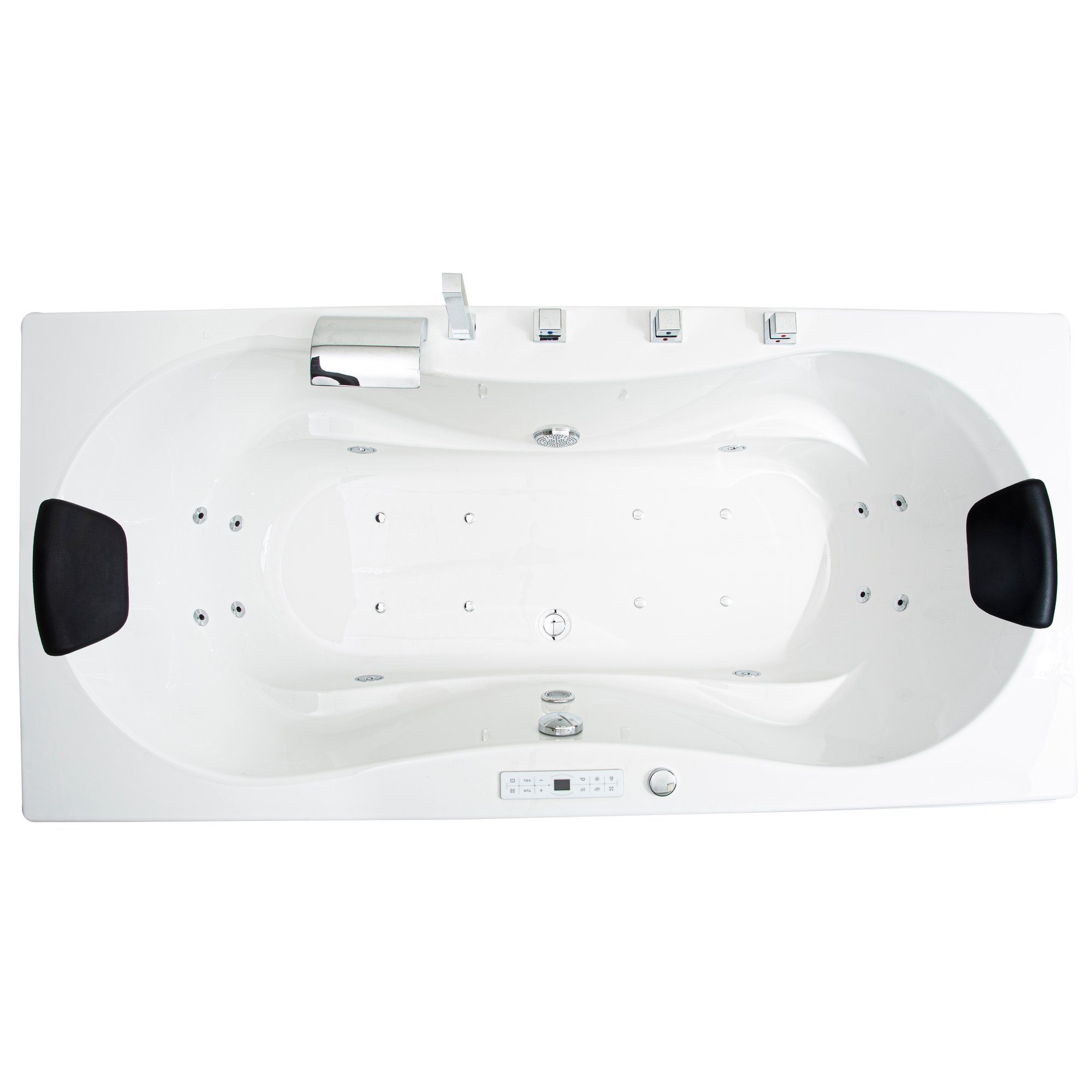 Basera® Whirlpool-Badewanne CLASSIC Indoor Whirlpool Badewanne Palma 190 x 90 cm, (Komplett-Set), mit 20 Massagedüsen, Wasserfall, LED, Touchpanel, Bluetooth und Radio