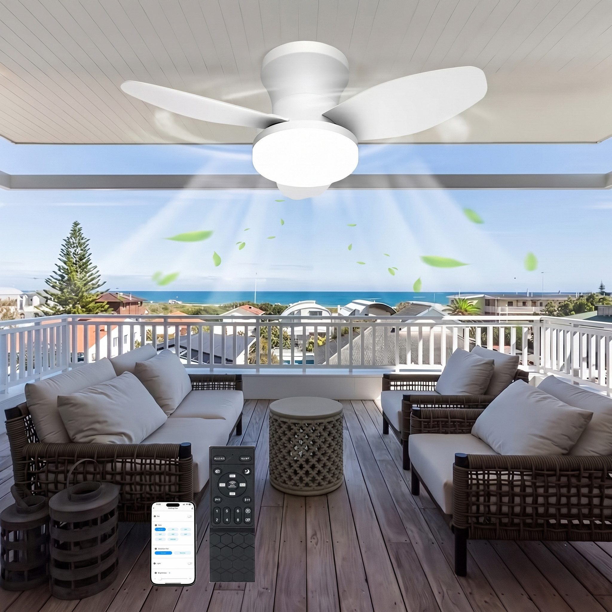oyajia Deckenventilator 50W 3 Flügeln Deckenventilator mit Beleuchtung