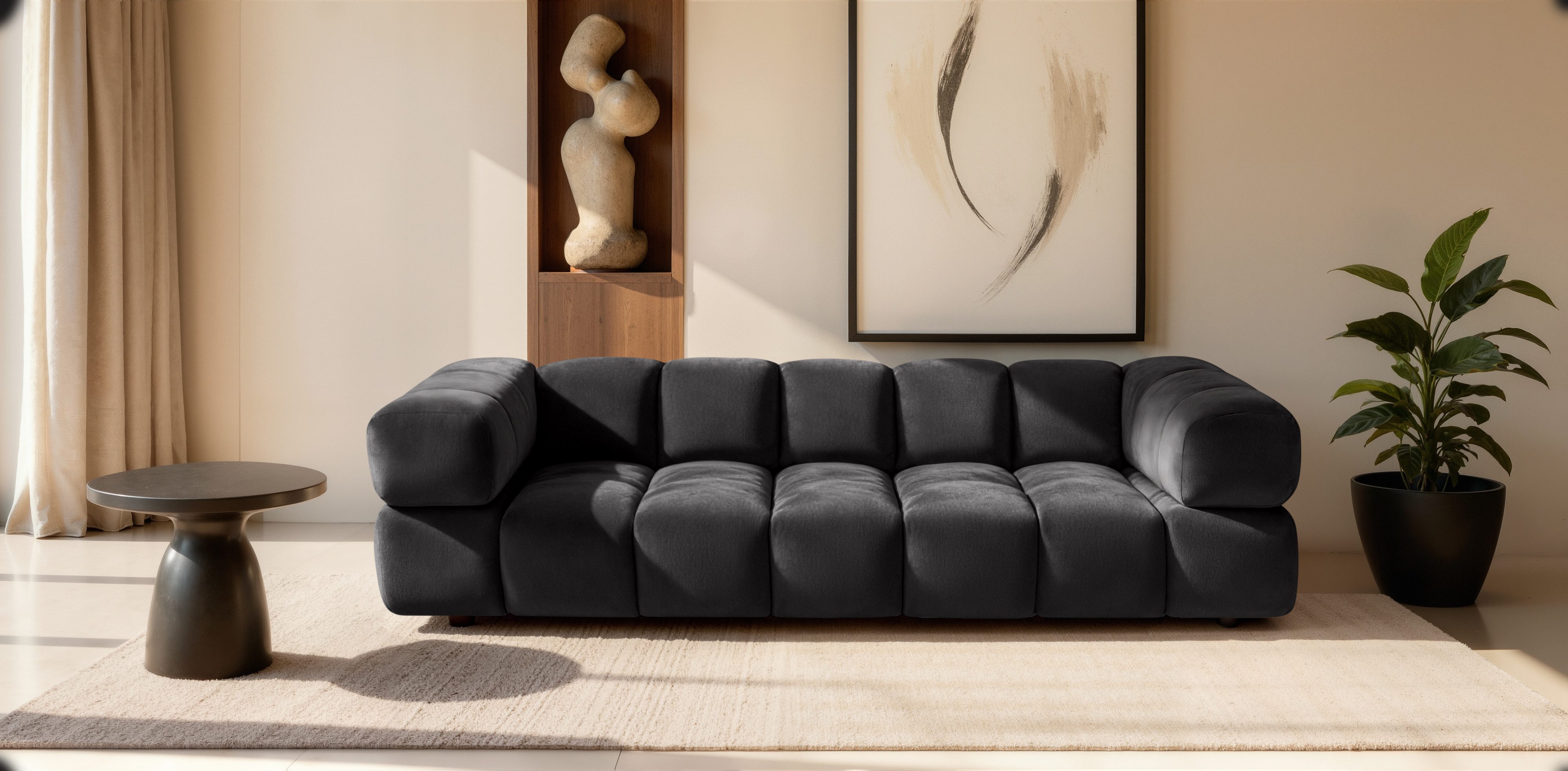 Kaiser Möbel Sofa 4-Sitzer für Wohnzimmer, Samtstoff Bluvel, Averro, 4-Sitzer, Edler Samt-Look mit leichtem Glanz, 4-Sitzer-Sofa für große Wohnräume