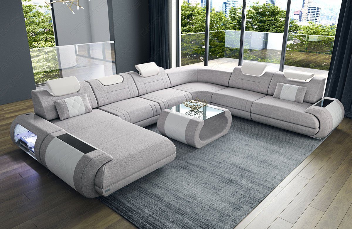 Sofa Dreams Wohnlandschaft Stoff Polsterstoff Sofa Rimini XXL H Strukturstoff Stoffsofa, Couch wahlweise mit Bettfunktion