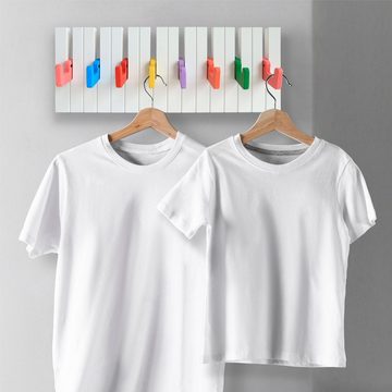 RICOO Garderobenleiste WM1885-M, Kleiderhaken Wand Garderobenleiste Hakenleiste 8 Haken zum ausklappen