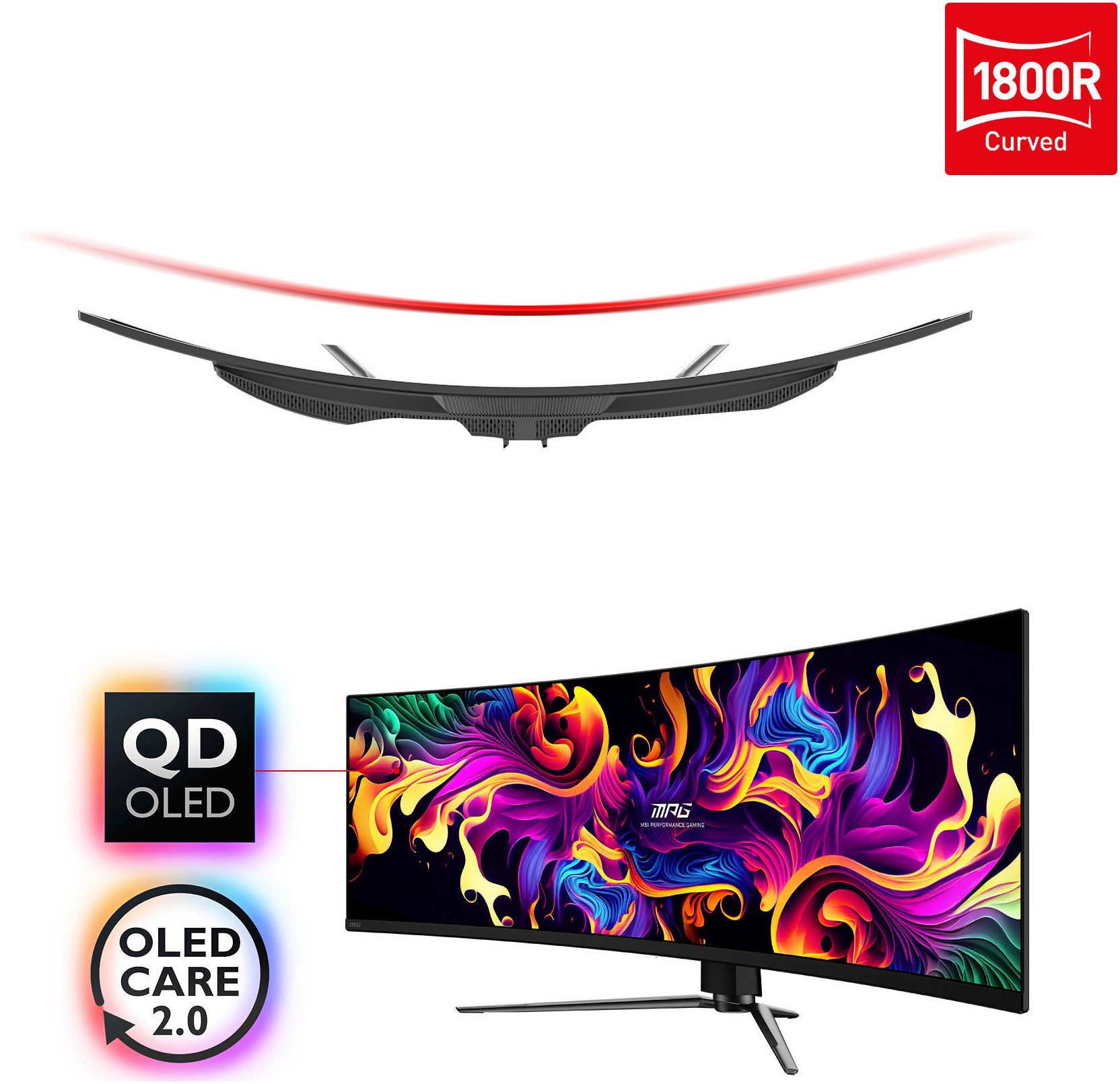 MSI MPG 491CQP QD-OLED Curved-Gaming-OLED-Monitor (125 cm/49 ", 5120 x 1440 px, DQHD, 0,03 ms Reaktionszeit, 144 Hz, QD-OLED)
