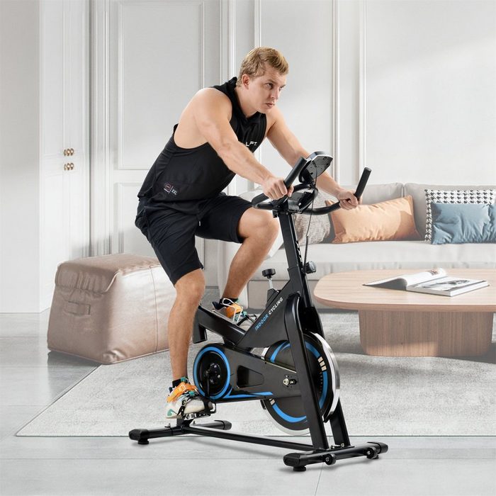 LBF Heimtrainer Speedbike Sitz-Heimtrainer Indoor-Fahrrad Cardio-Training Speedbike mit LCD-Konsole und 10 kg Schwungrad blau