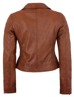 7eleven Lederjacke Rovigno 7eleven - Damen Echtleder Lederjacke Bikerjacke Lammnappa tobacco