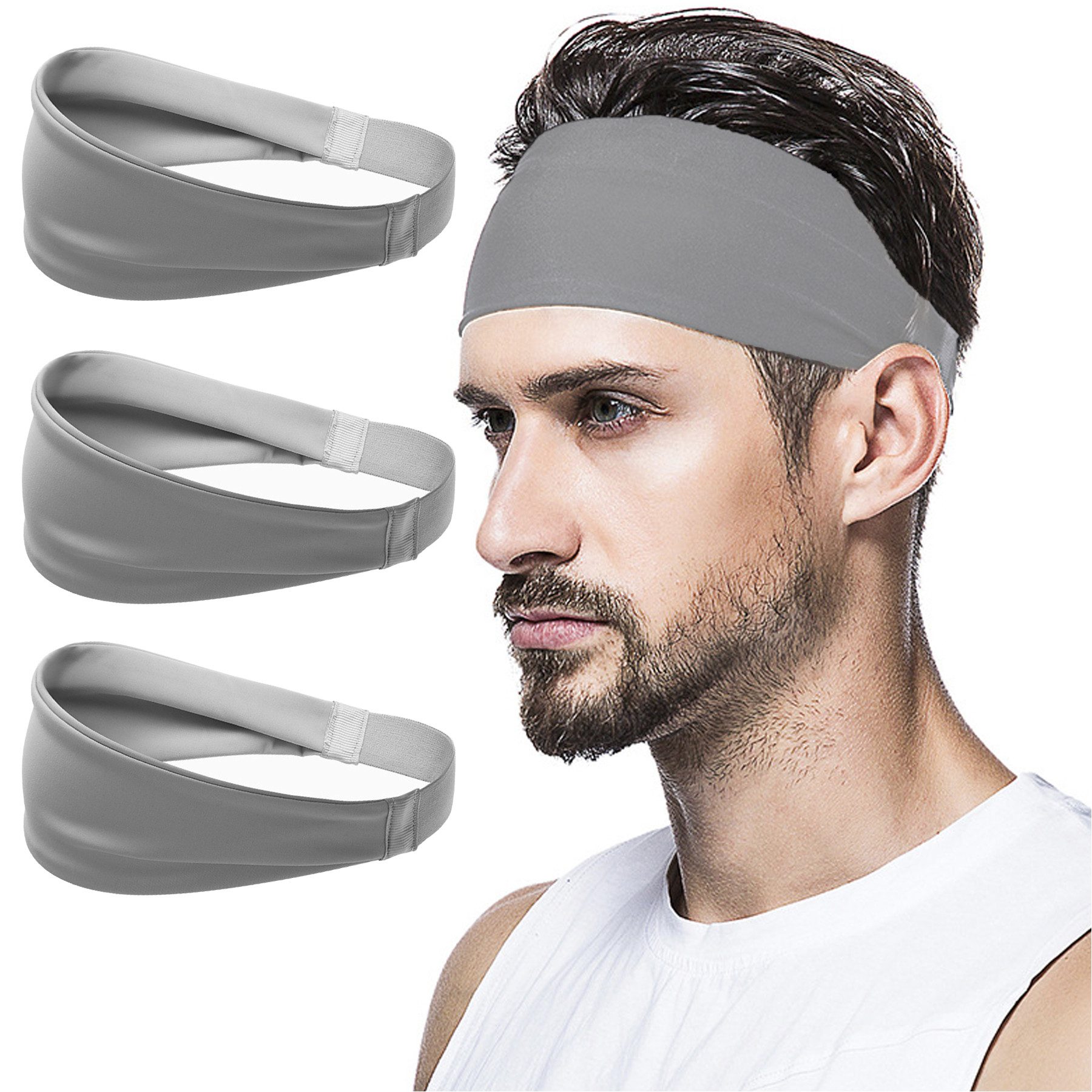 Stirnband Sport Haarband,3 Stück Stirnband Damen&Herren,Schweißband Stirn Sommer