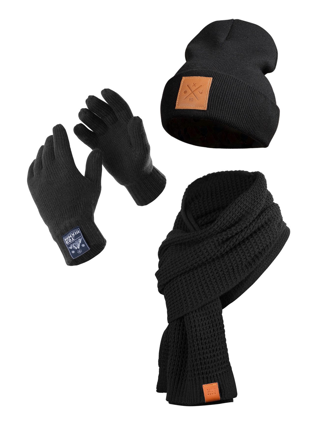 Manufaktur13 Mütze & Schal Winter Set - 3 in 1 Kombiset aus Schal, Beanie & Handschuhe (1x Handschuhe, 1x Mütze, 1x Schal) warm & weich